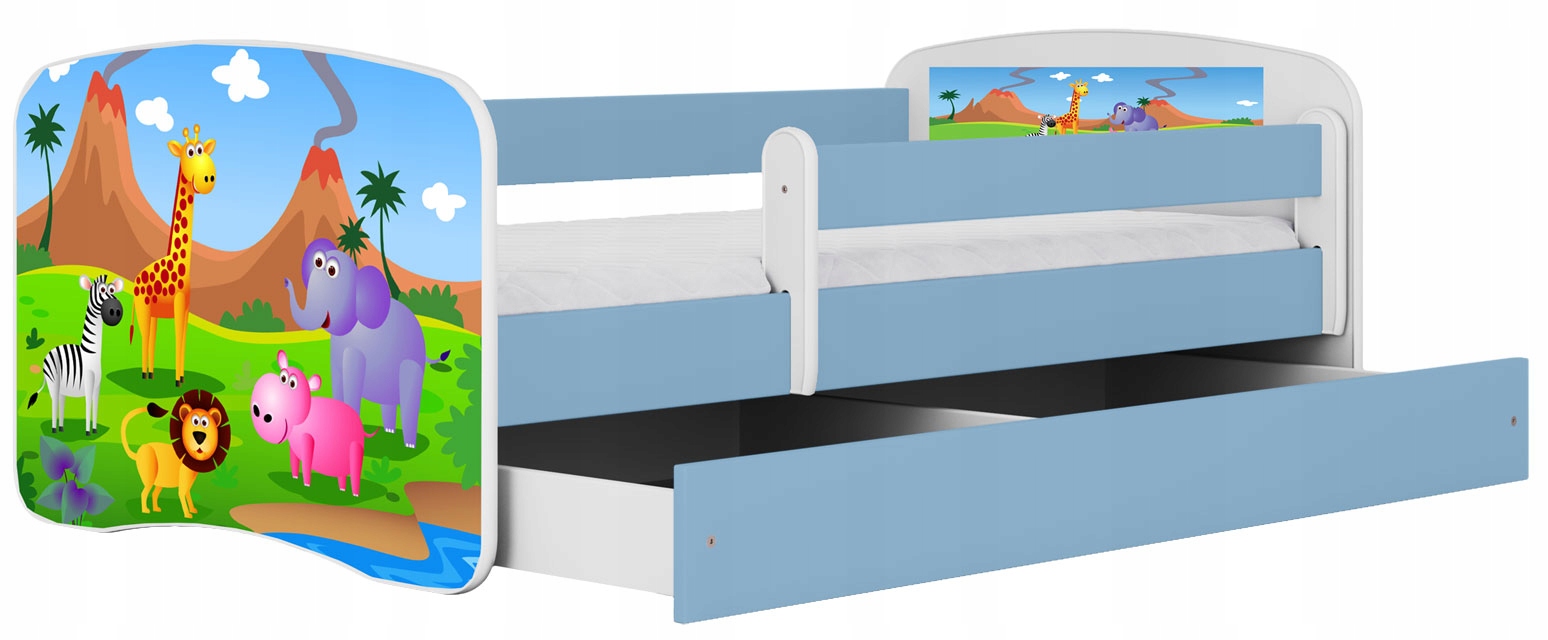 ŁÓŻKO DLA CHŁOPCA SAFARI NIEBIESKIE STELAŻ 80X180 Typ łóżko pojedyncze