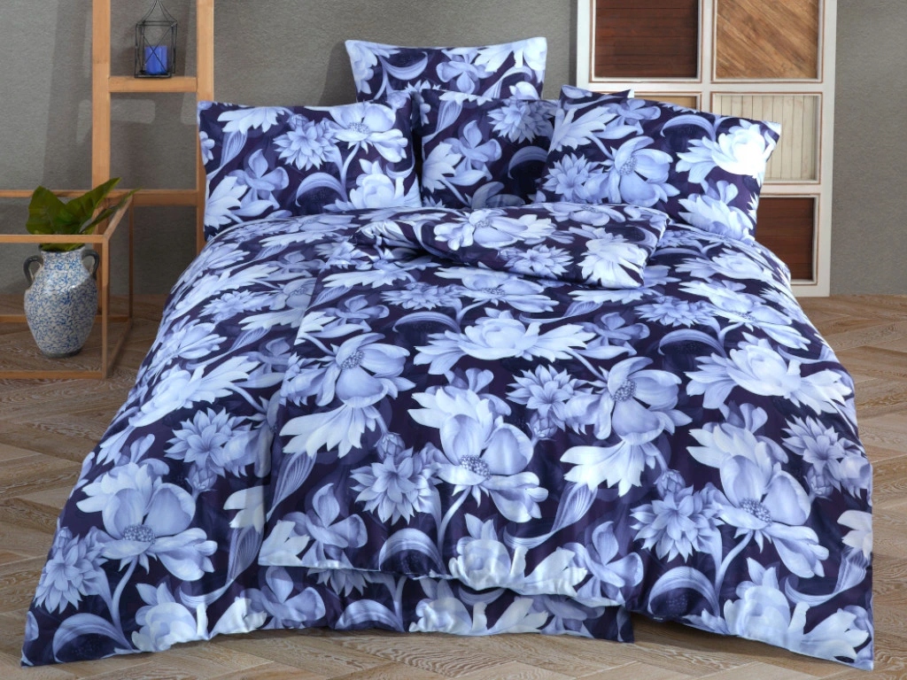 Brotex Obliečky Satén 140x200, 70x90 cm Marsily, modrá