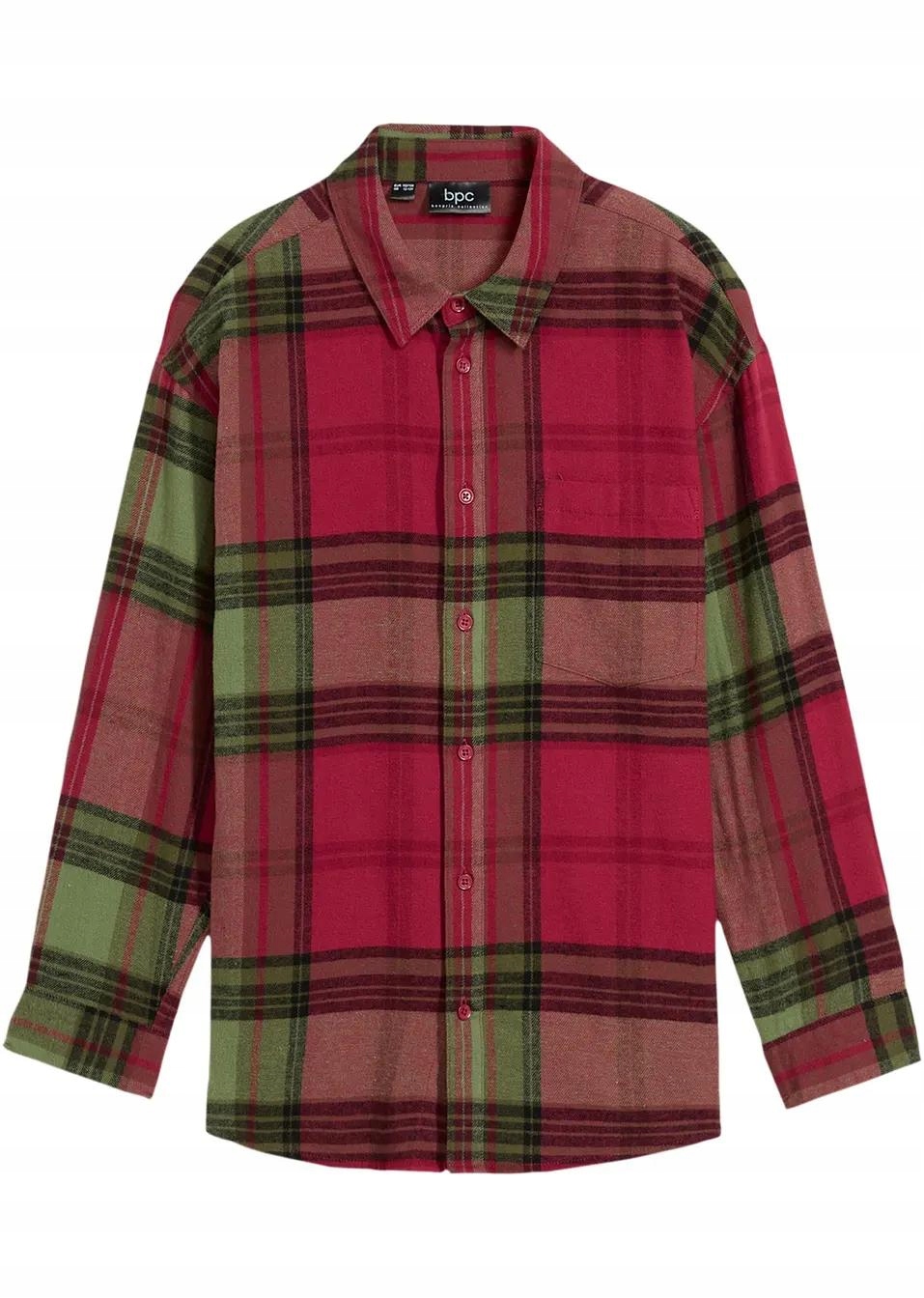 176/182 BPC STYLOWA KOSZULA CHŁOPIĘCA FLANELOWA W KRATĘ