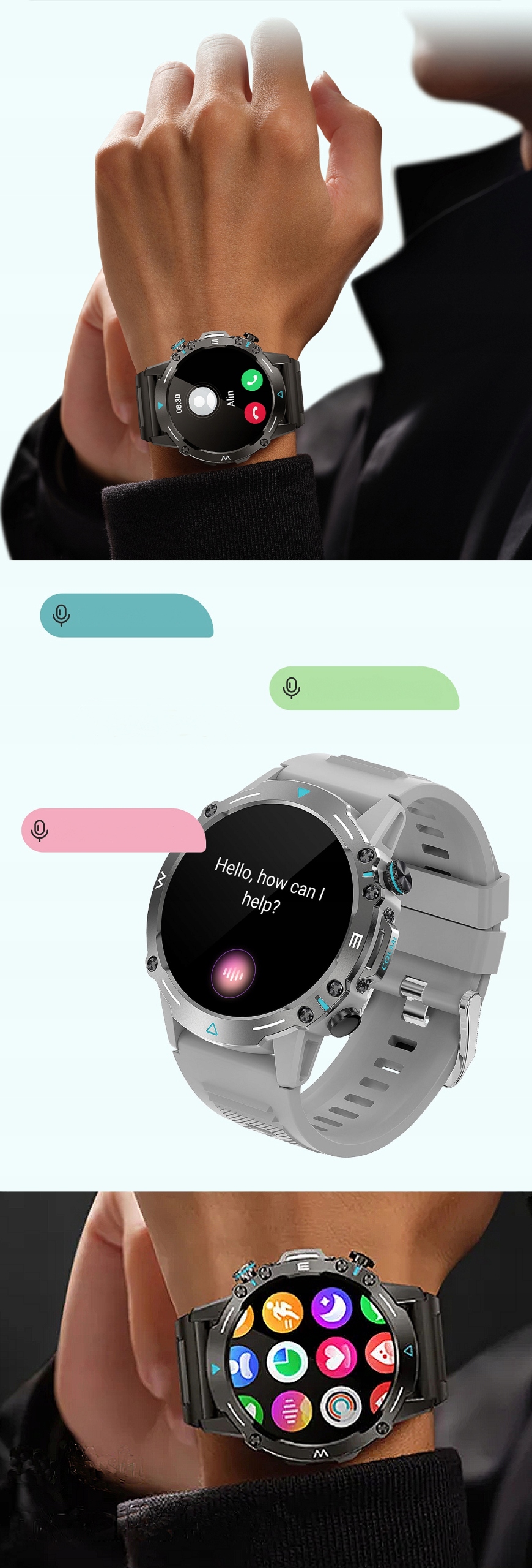 ZEGAREK SMARTWATCH MĘSKI AMOLED 466x466 ROZMOWY PL Stan opakowania oryginalne