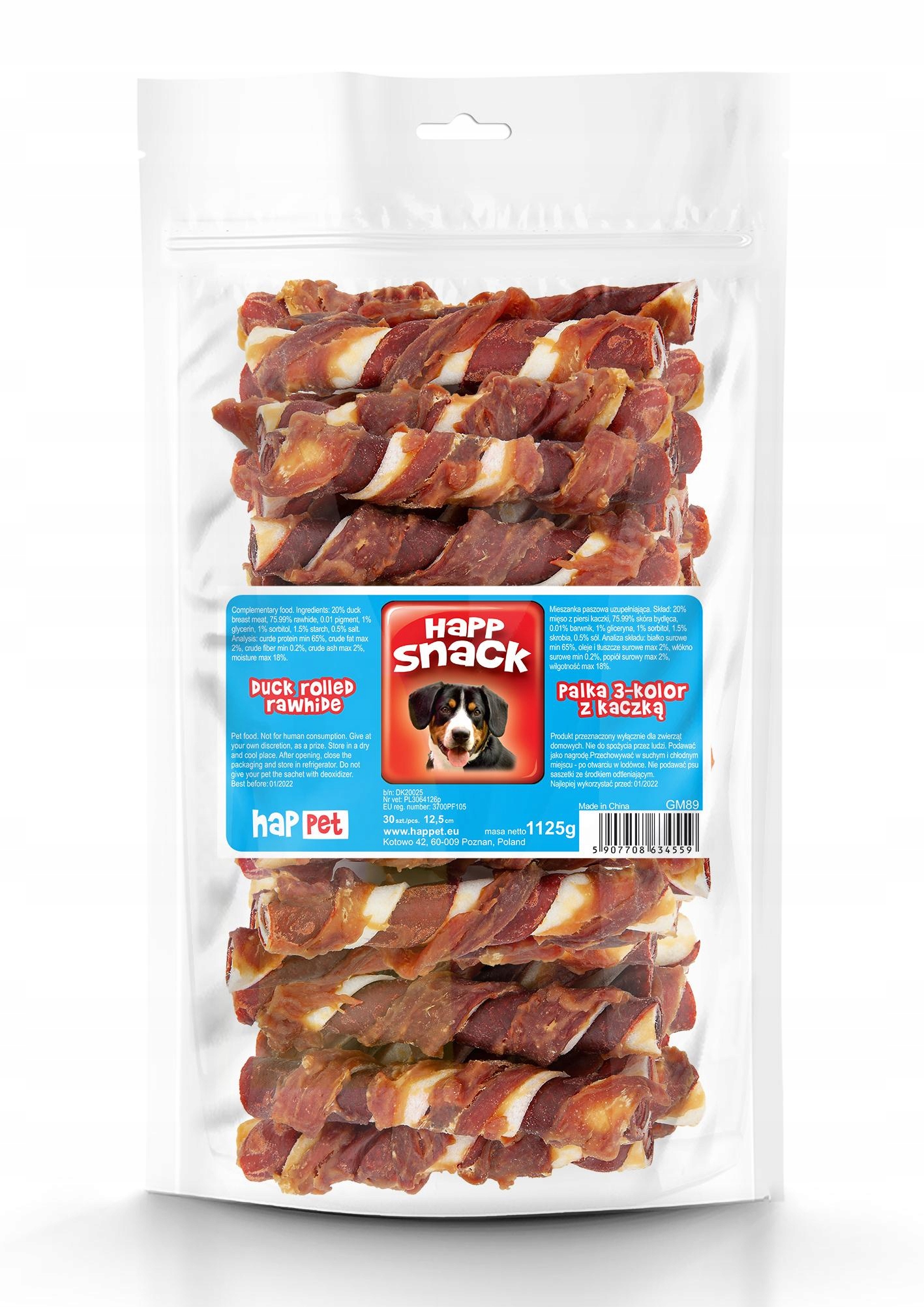 Kousátko palička 3-barevné s kachnou 12,5 cm 30 ks