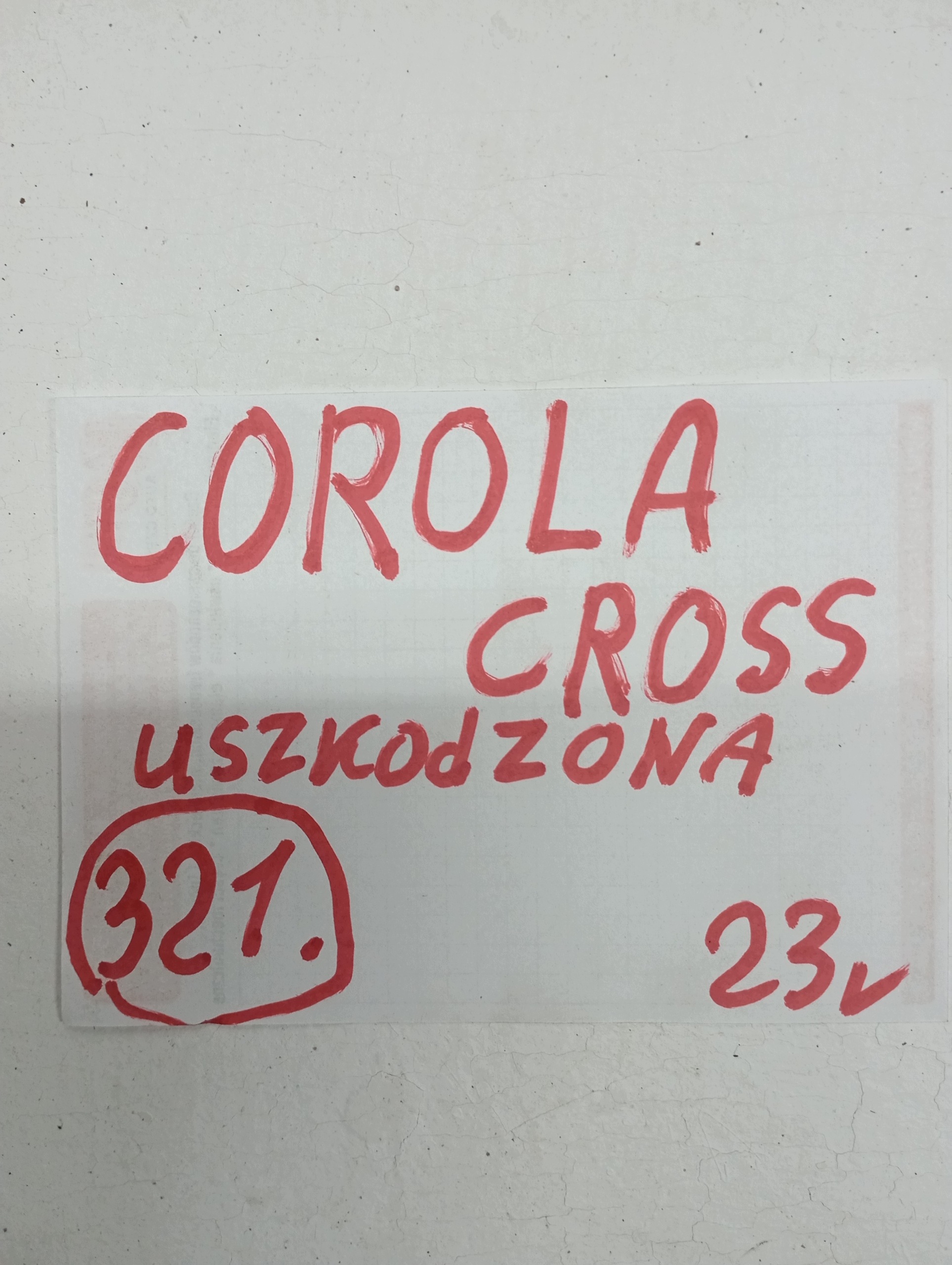 dashboard TOYOTA COROLLA CROSS 23R