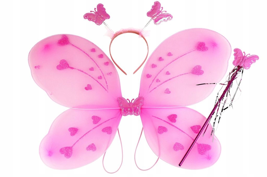 STRÓJ MOTYL WRÓŻKA SKRZYDŁA RÓŻOWE JASNY RÓŻ