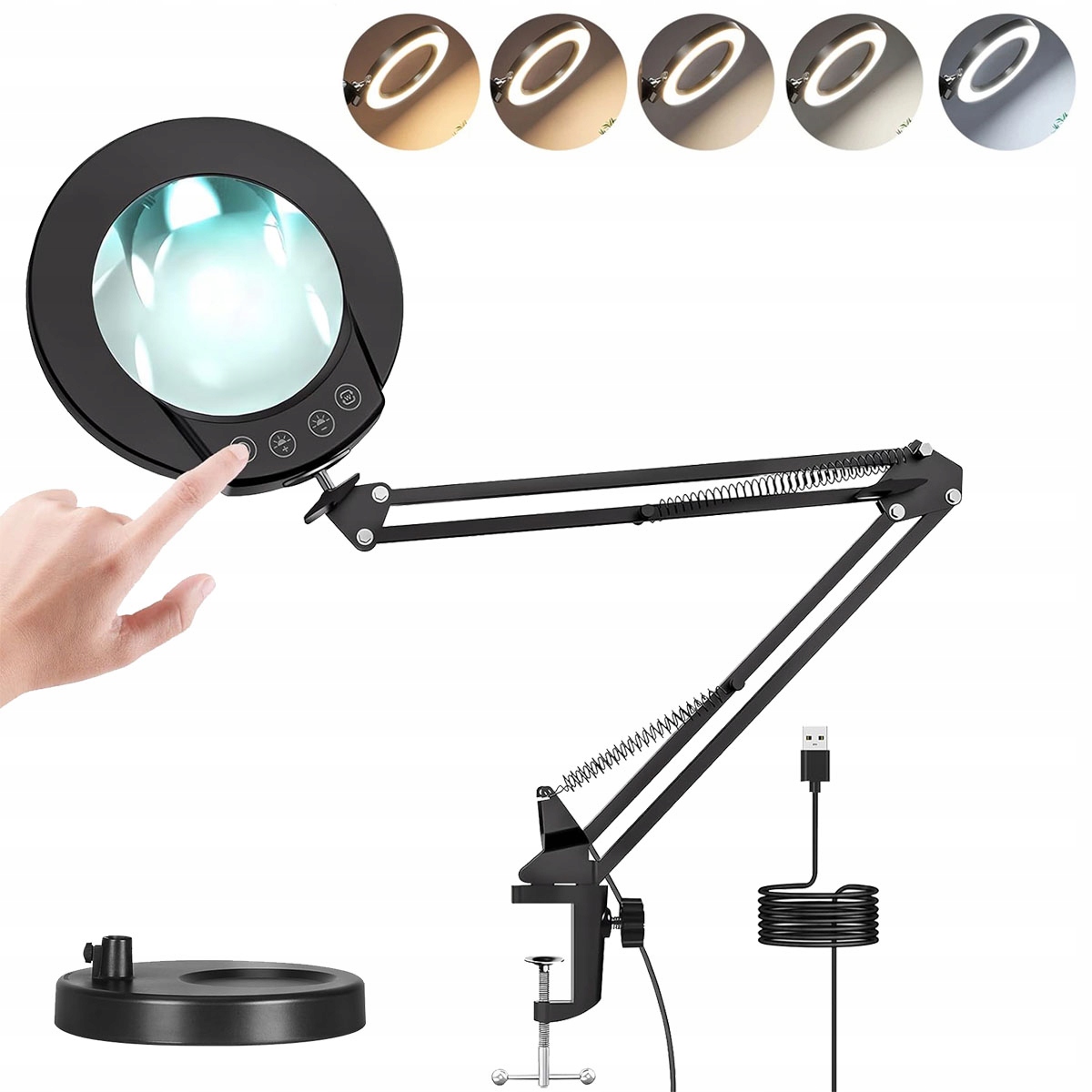 LAMPA SERWISOWA LAMPKA LED LUPA SZKŁO POWIĘKSZAJĄCE KOSMETYCZNA BIURKOWA