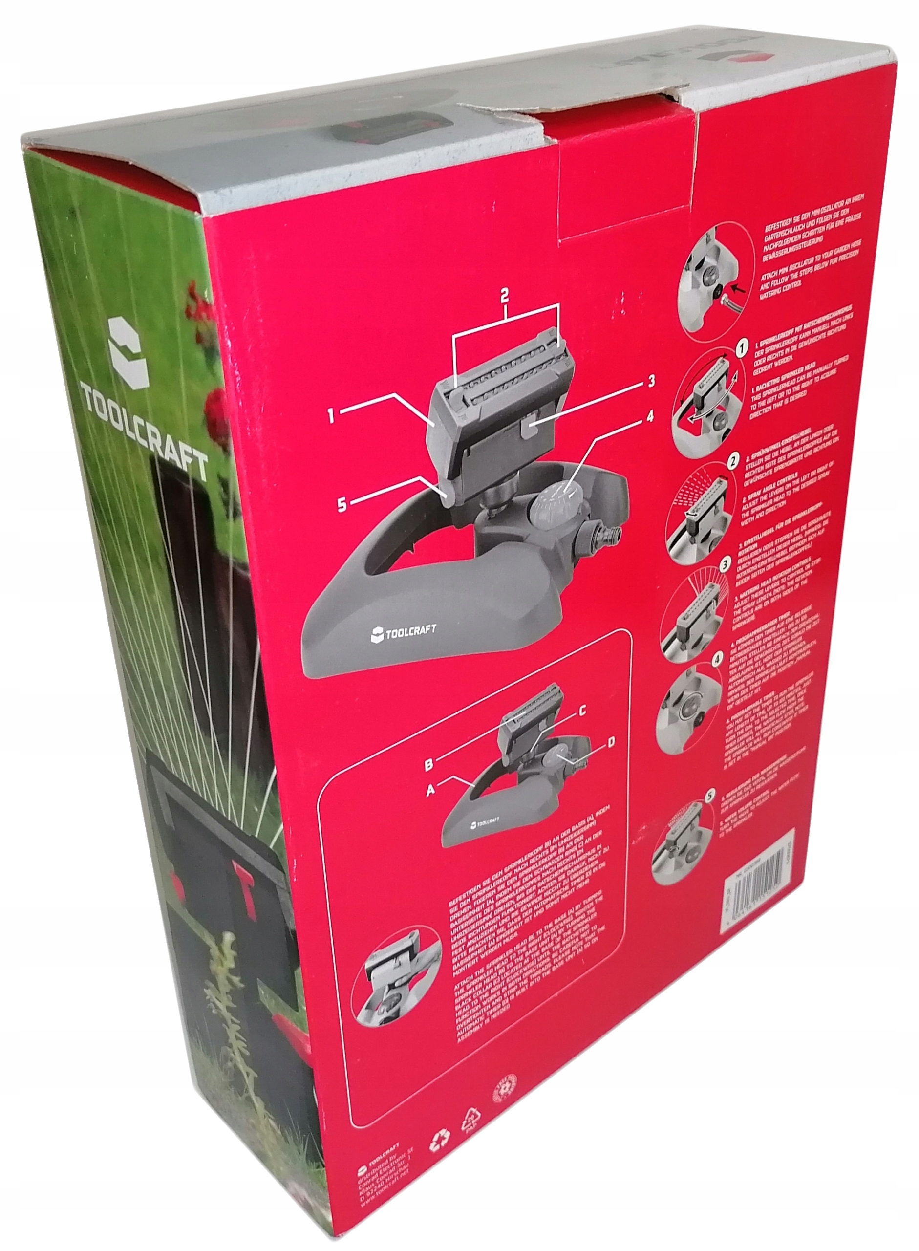 Zraszacz wahadłowy z wbudowanym zegarem min 378 m² Marka Toolcraft