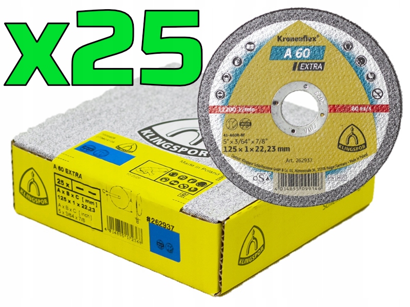 Tarcza do cięcia metalu 125x1 Klingspor Extra Opakowanie 25 szt.