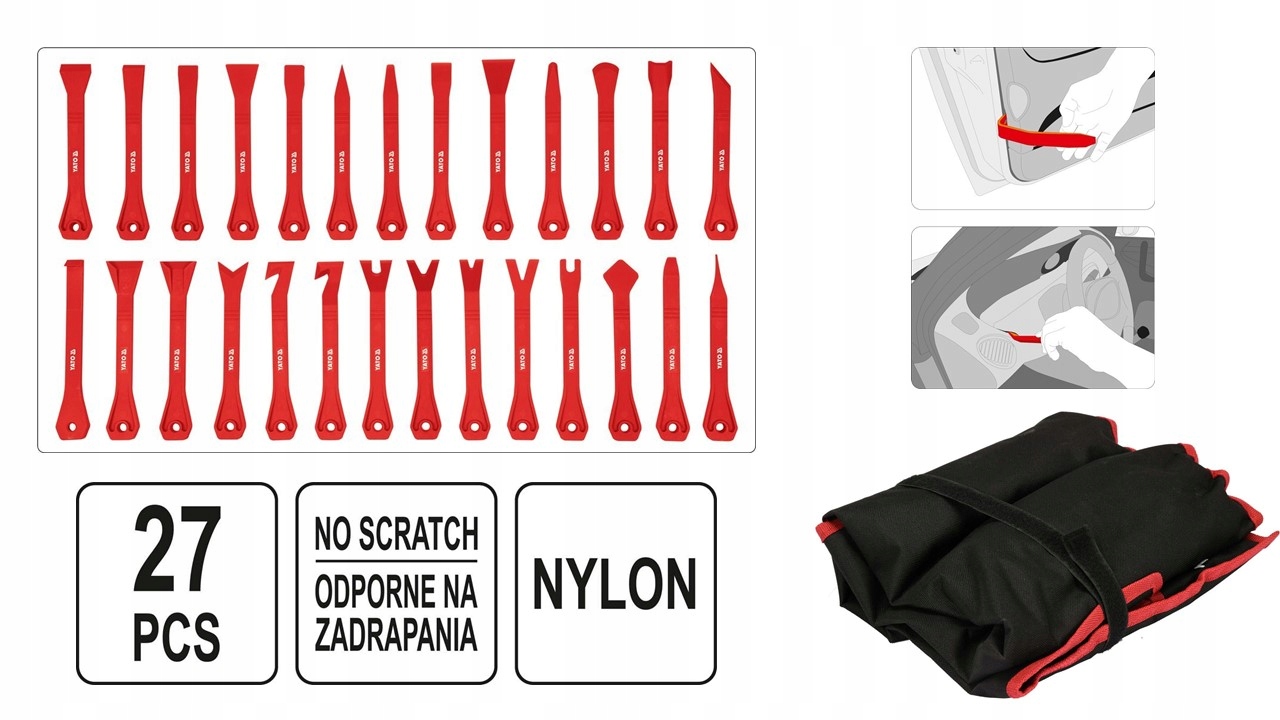 НАБОР СЪЕМНИКОВ ДЛЯ ОБИВКИ 27 ЧАСТЕЙ YATO