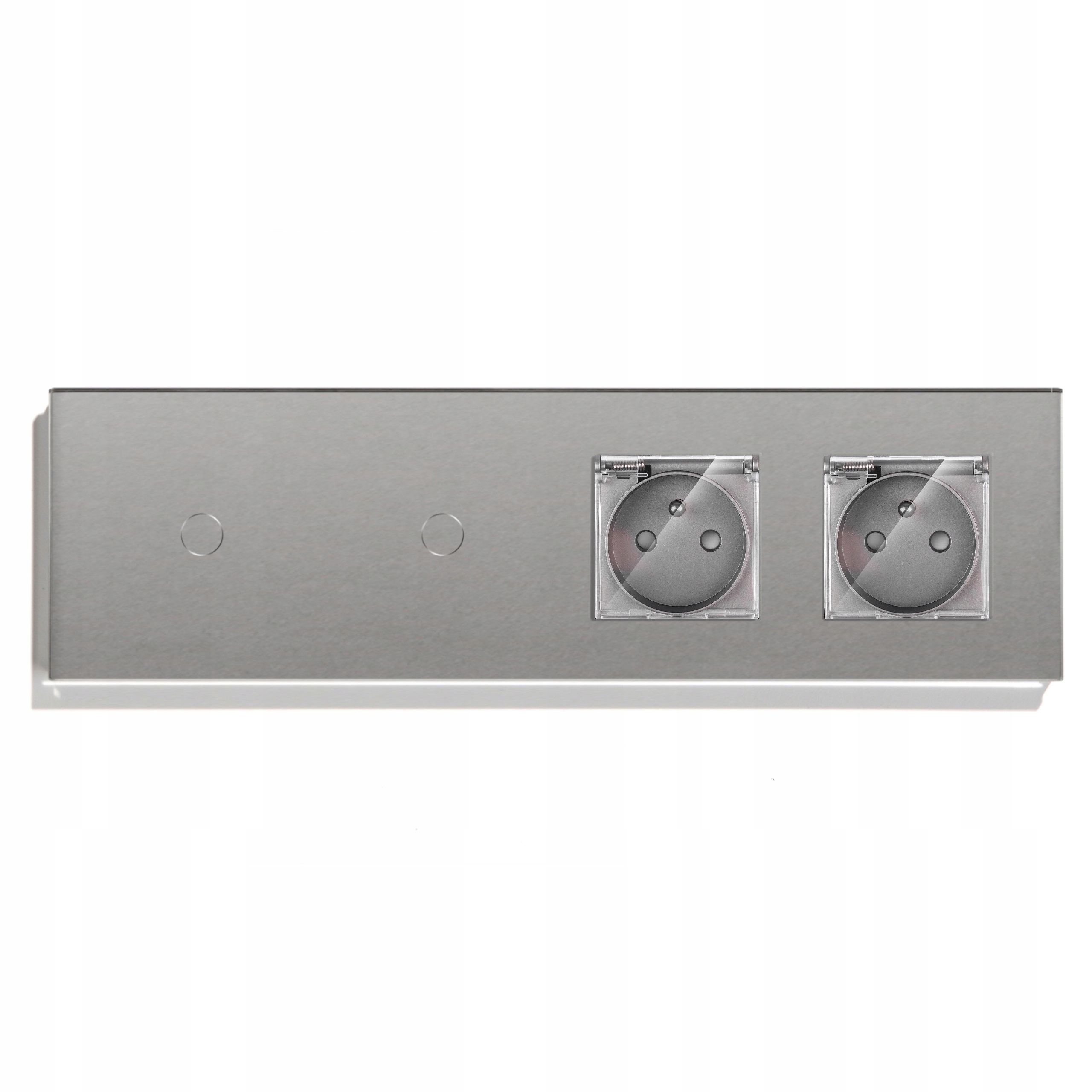 Dotykový Spínač 1+1 Dve Hermetické Zásuvky IP44 Sklenený Spínač