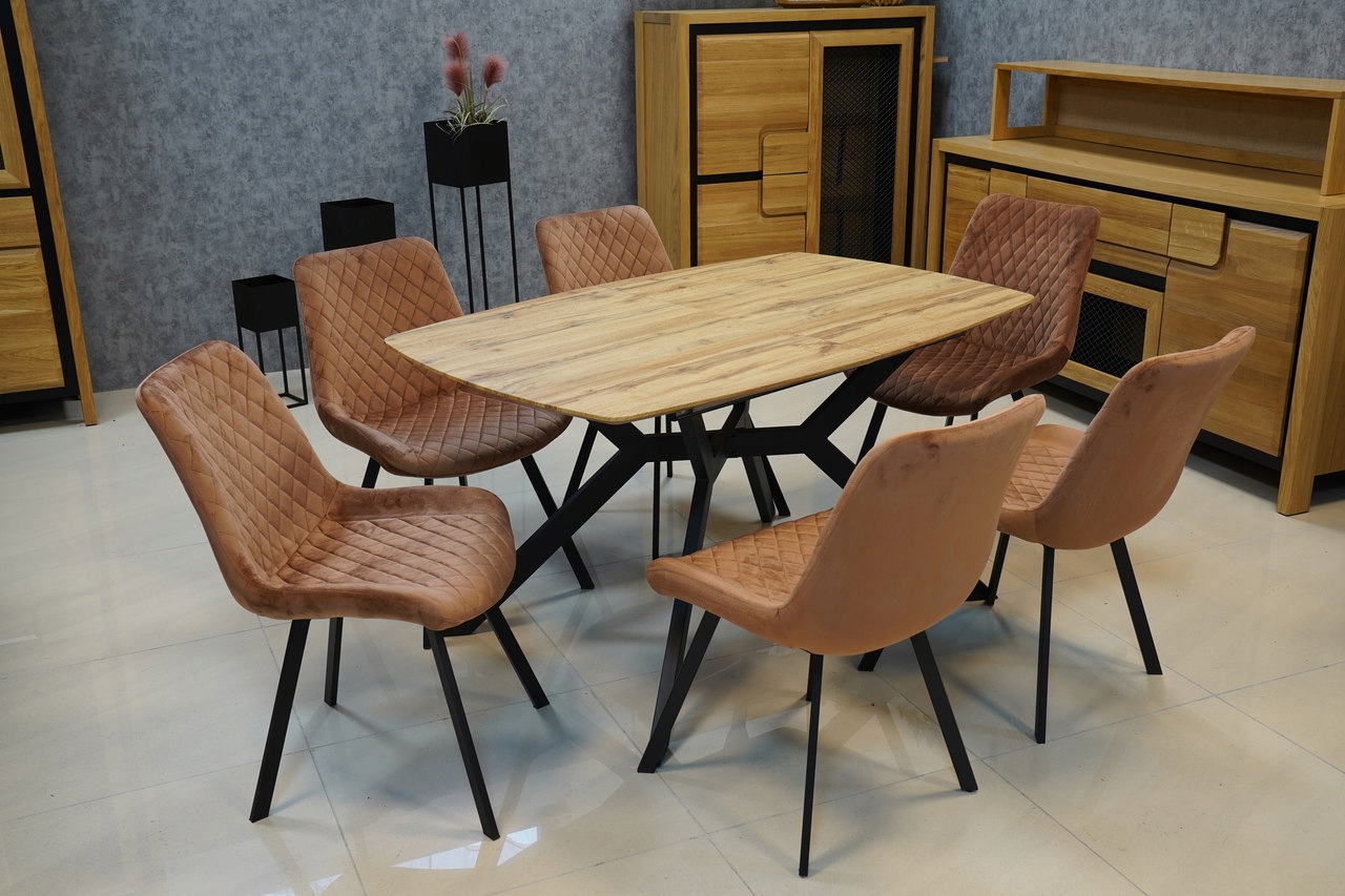 KRZESŁO TAPICEROWANE LOFT METALOWE KANSAS BRĄZ Głębokość mebla 62 cm