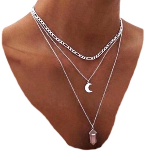 

choker Srebrny Naszyjnik celebrytka boho księżyc