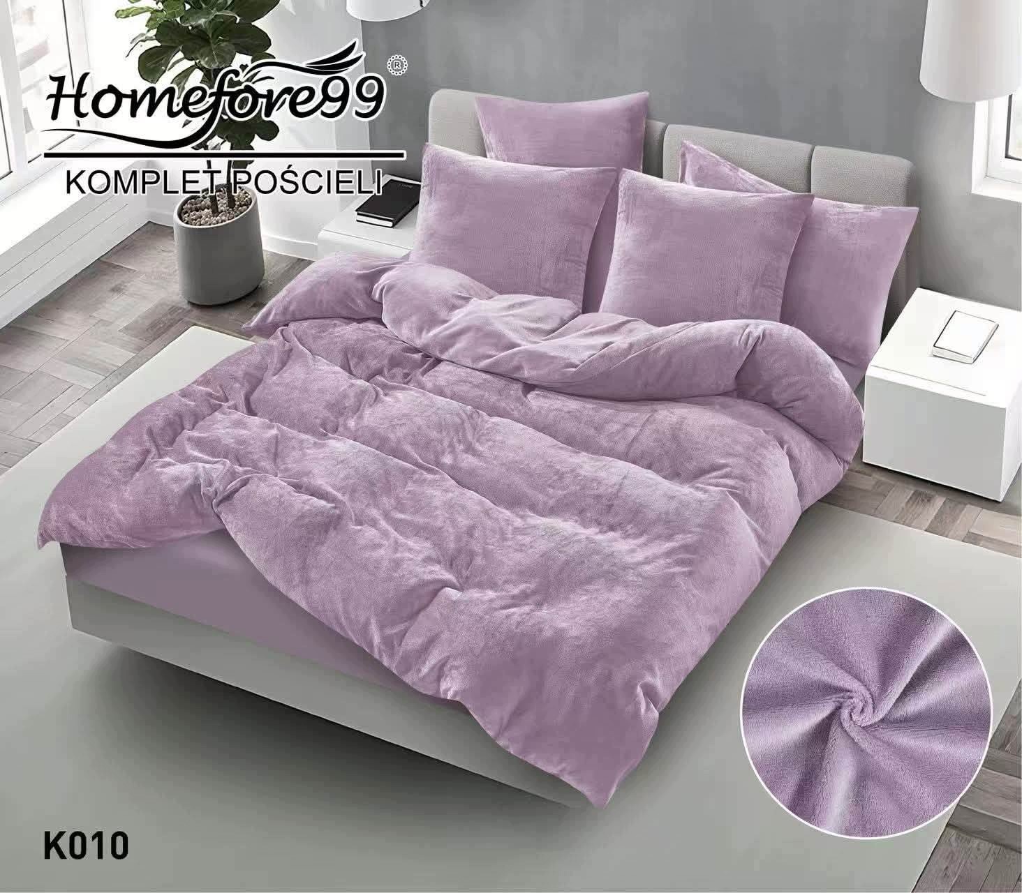 Pościel Gruba Mikrofibra Polar Welurowy 160x200cm Fioletowa Gładka