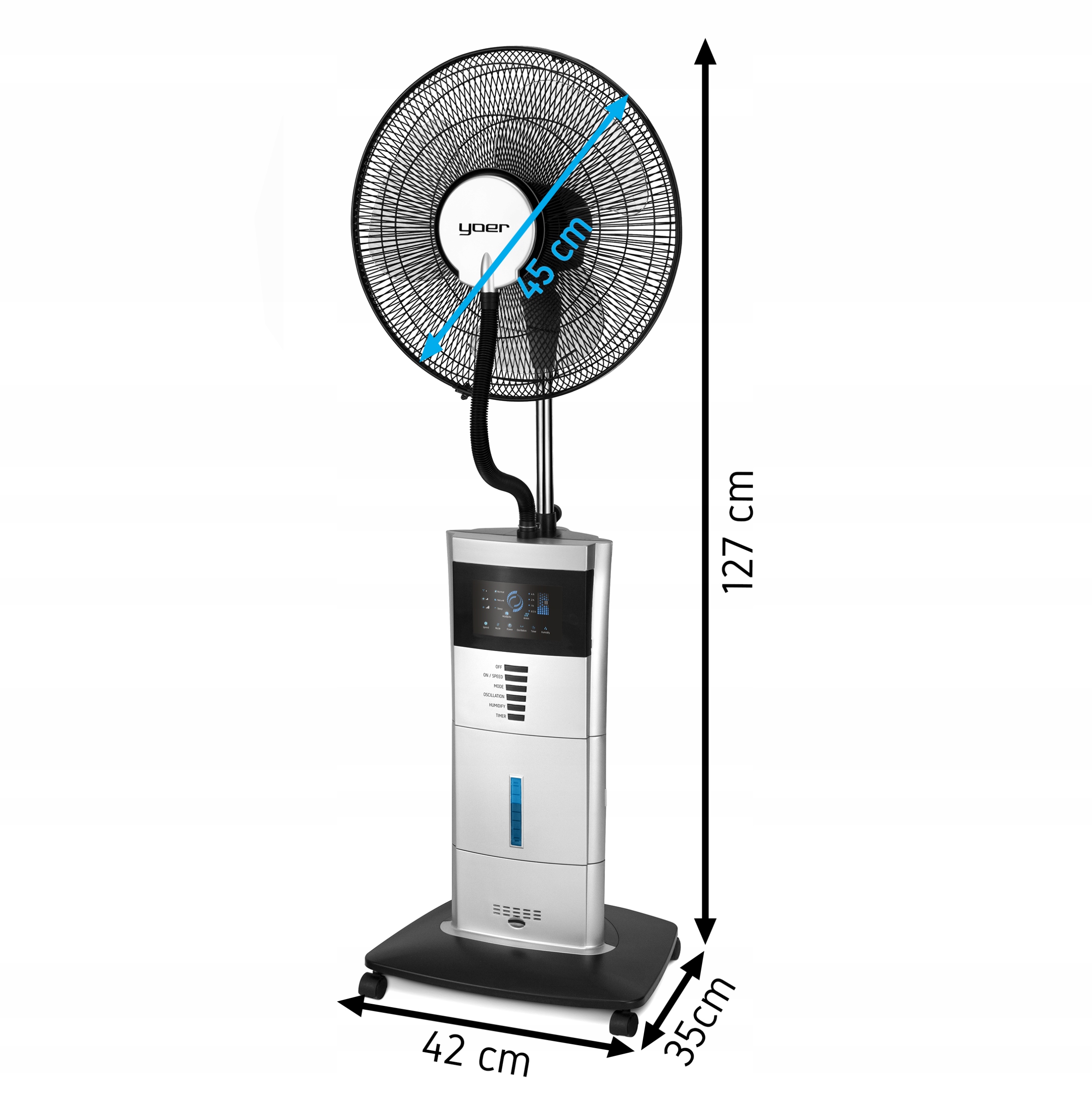 5in1 Вентилятор стоячого вентилятора Йоер ЗВОЛОЖУВАЧ ПОВІТРЯ +JONY Загальний зріст 127 см
