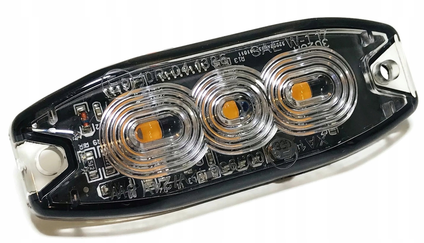 STROBOSKOP 3 LED LAMPA OSTRZEGAWCZA ZABUDOWY ŻÓŁTA Kolor pomarańczowy