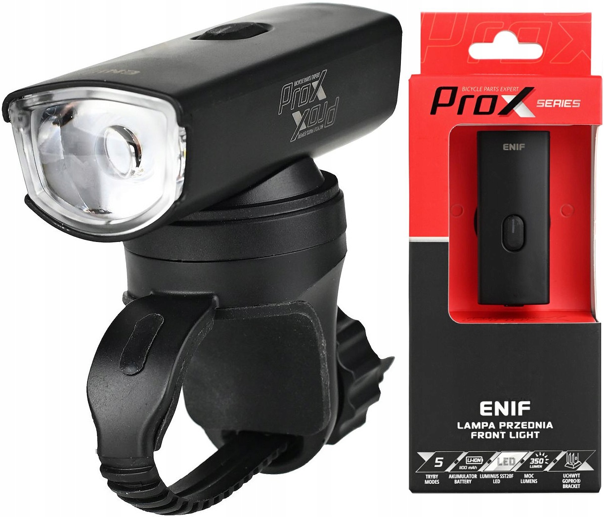 Lampka Przednia Prox Enif 350Lm 1100mAh Memory Mode gniazdo Garmin Usb C