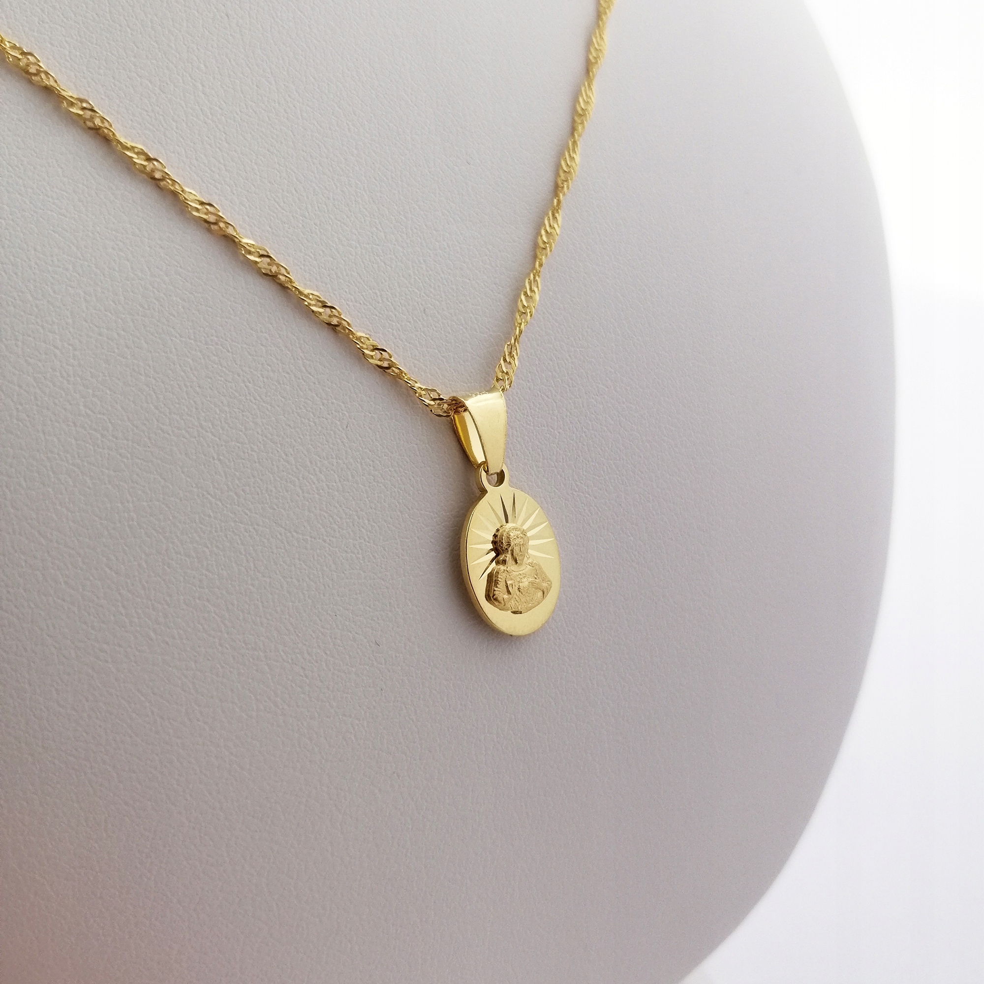 ŁAŃCUSZEK ZŁOTY SZKAPLERZ 925 PREZENT KOMUNIJNY Długość całkowita 50 cm