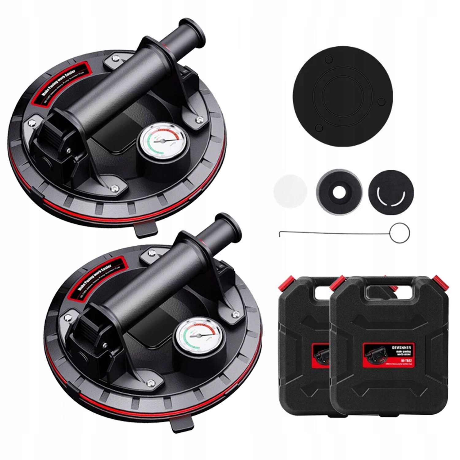 2x Držák Přísavka S Manometrem Pro Glazuru Dlaždic Mechanický 300 Kg