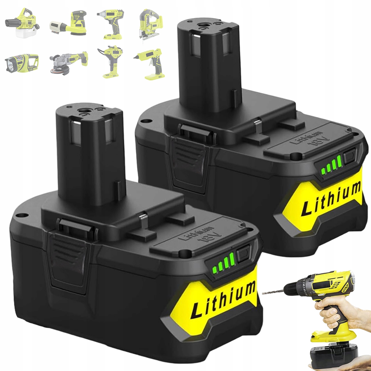 2x Akumulátor Pro Ryobi 18V 6AH RB18L40 P108 P105 S Led Indikátorem