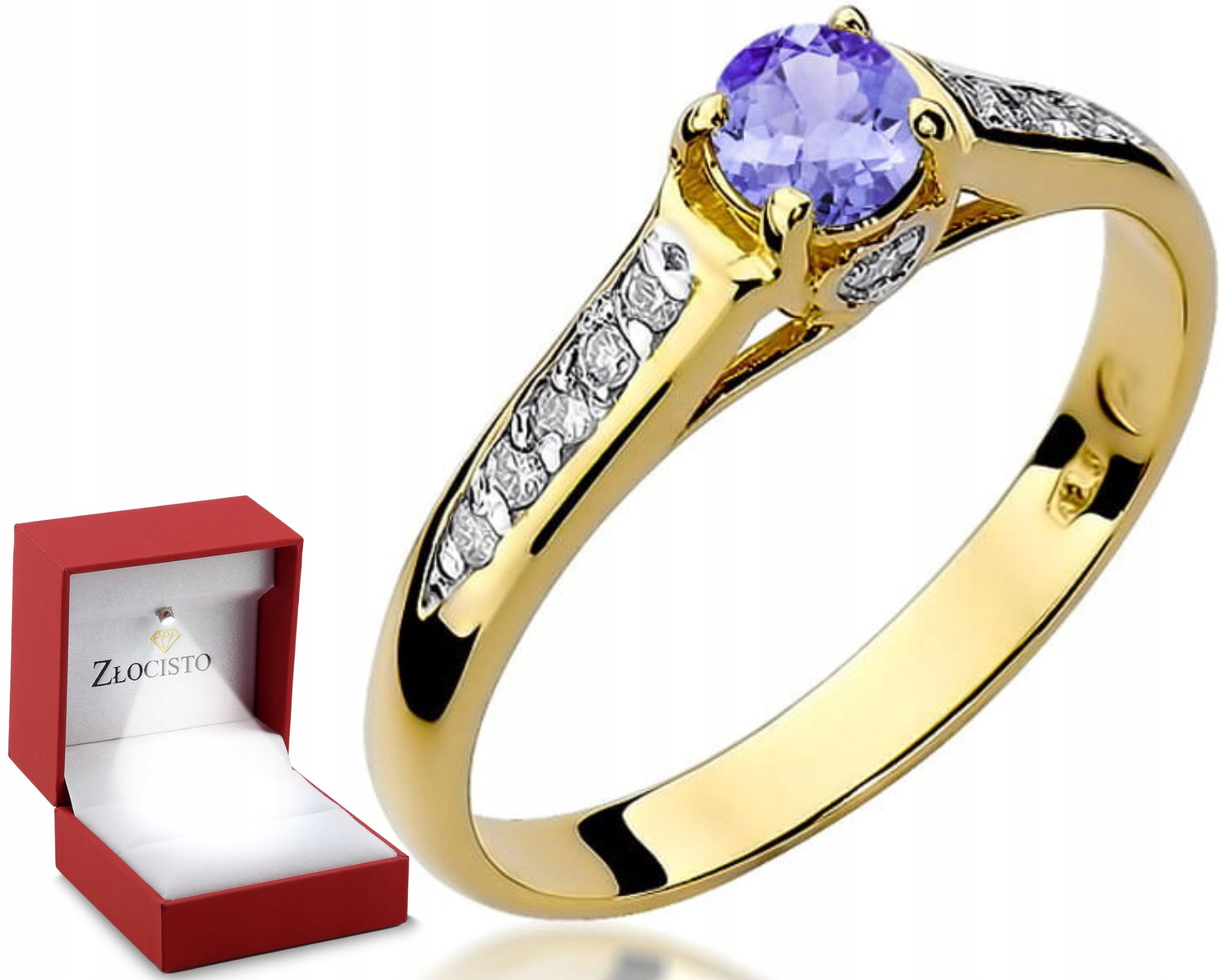 Zlatý Prstýnek S Diamanty A Tanzanitem, Přírodní Kámen Ryzost 585 , 14K