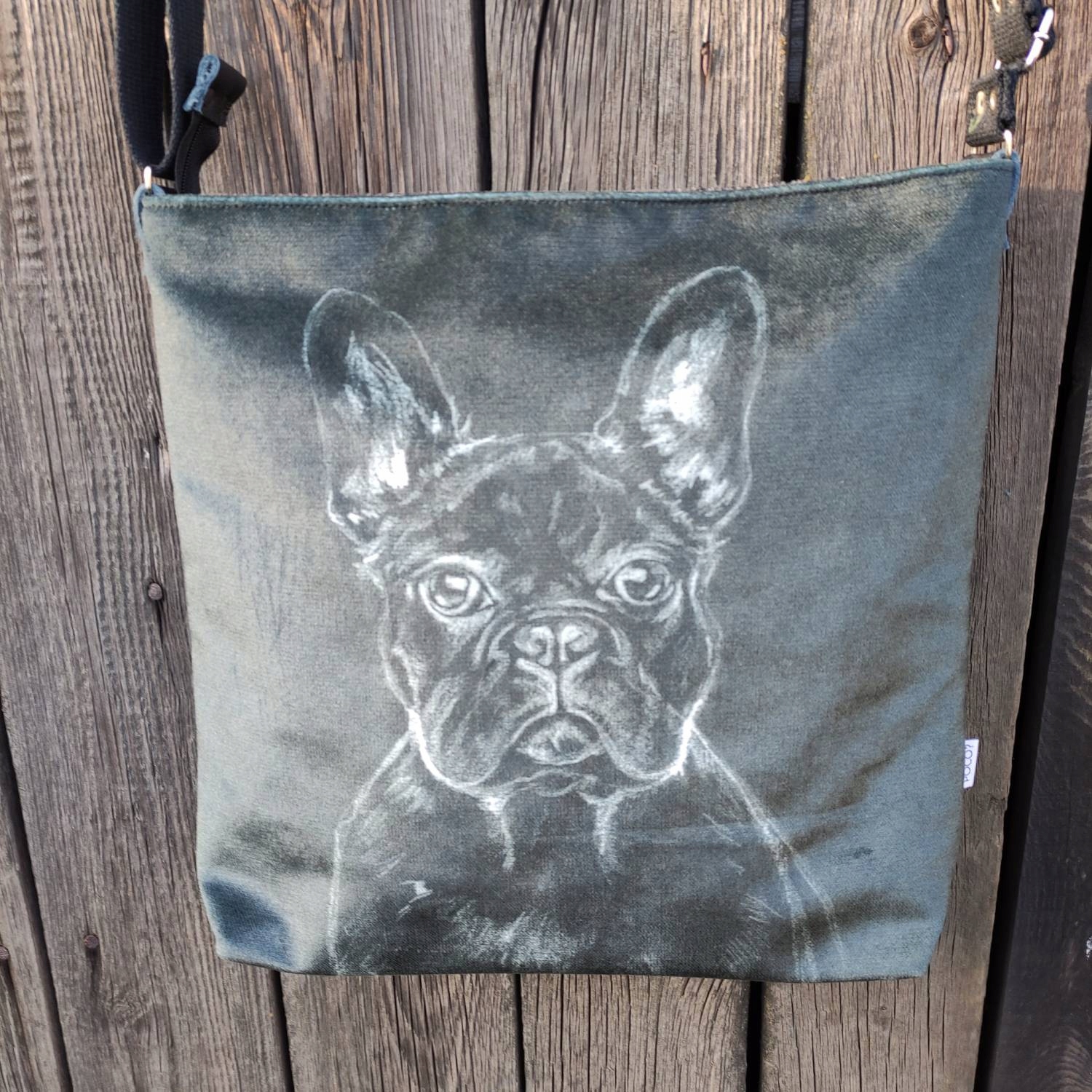 Kabelka s potiskem Buldog, černá