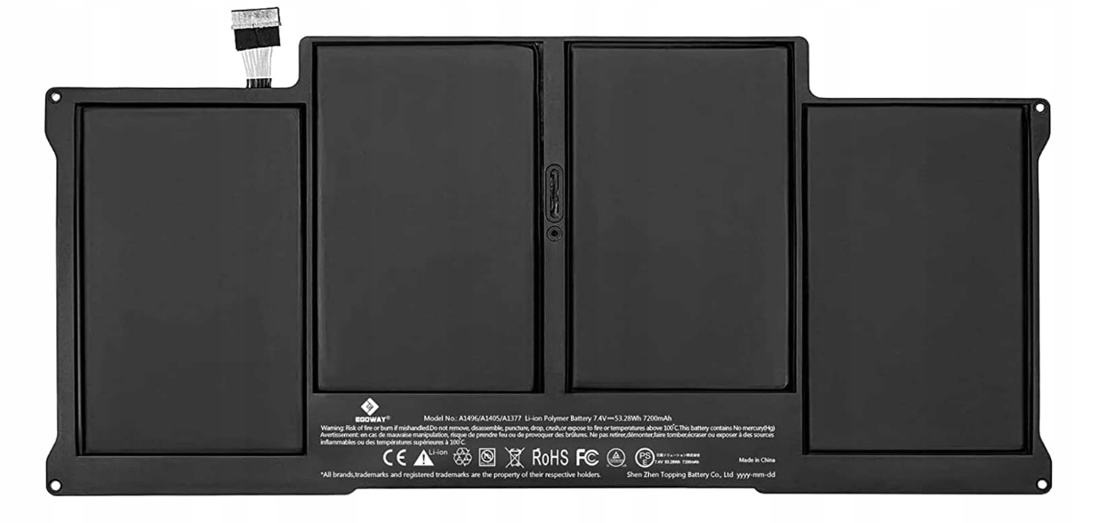 Egoway Akumulátor baterie Macbook A1496 A1405 A1377 7200 mAh