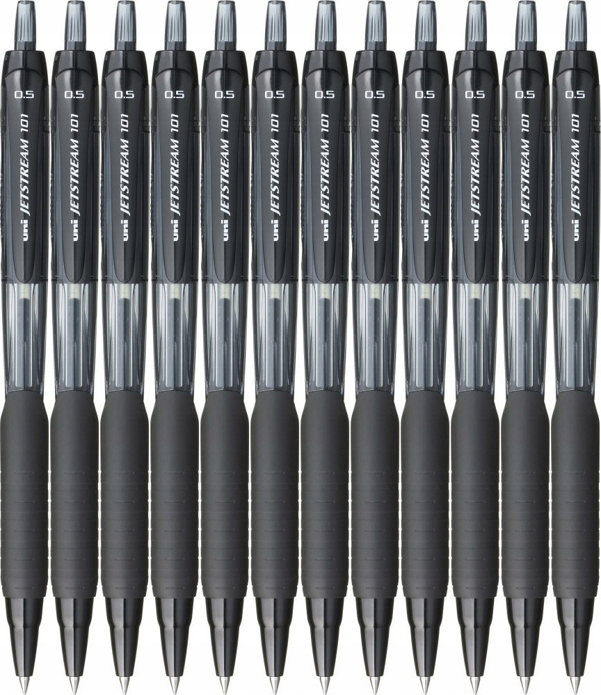 Długopis automatyczny czarny 0.5mm Uni SXN-101 Jetstream ergonomiczny x 12