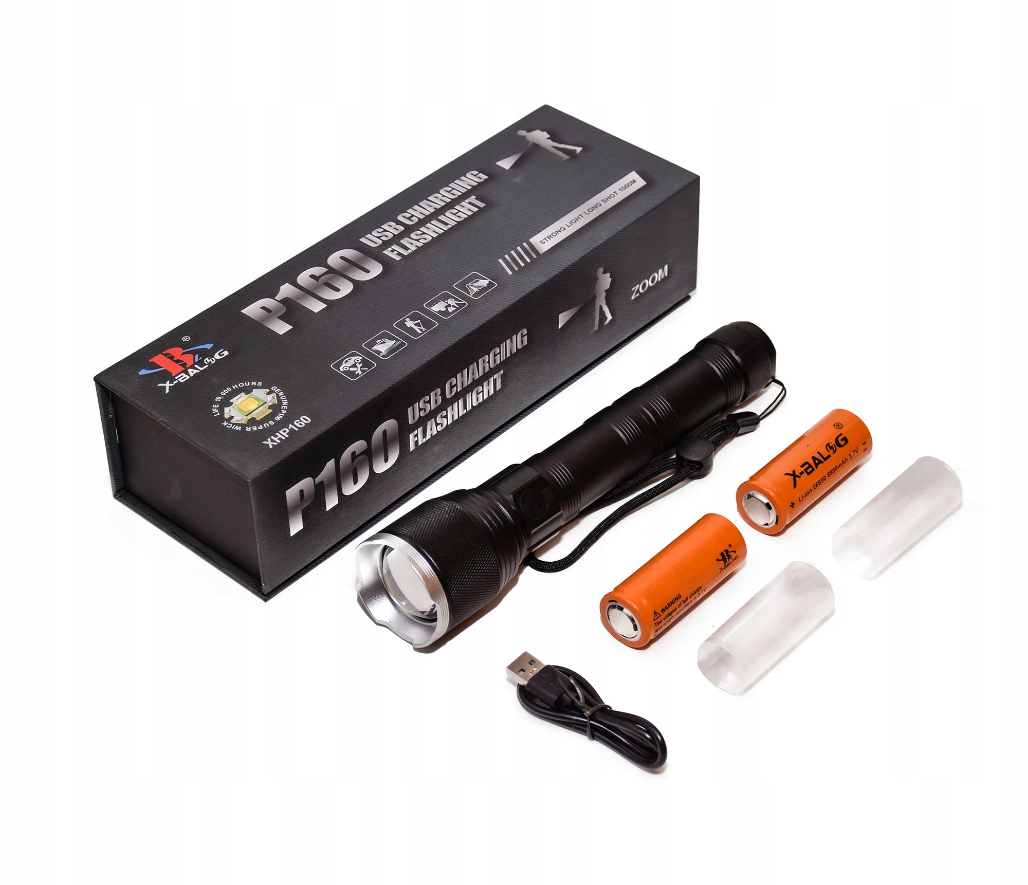 Led Svítilna 5000LM XHP160 P160 Silné Světlo Akumulátorová Usb 1000 M