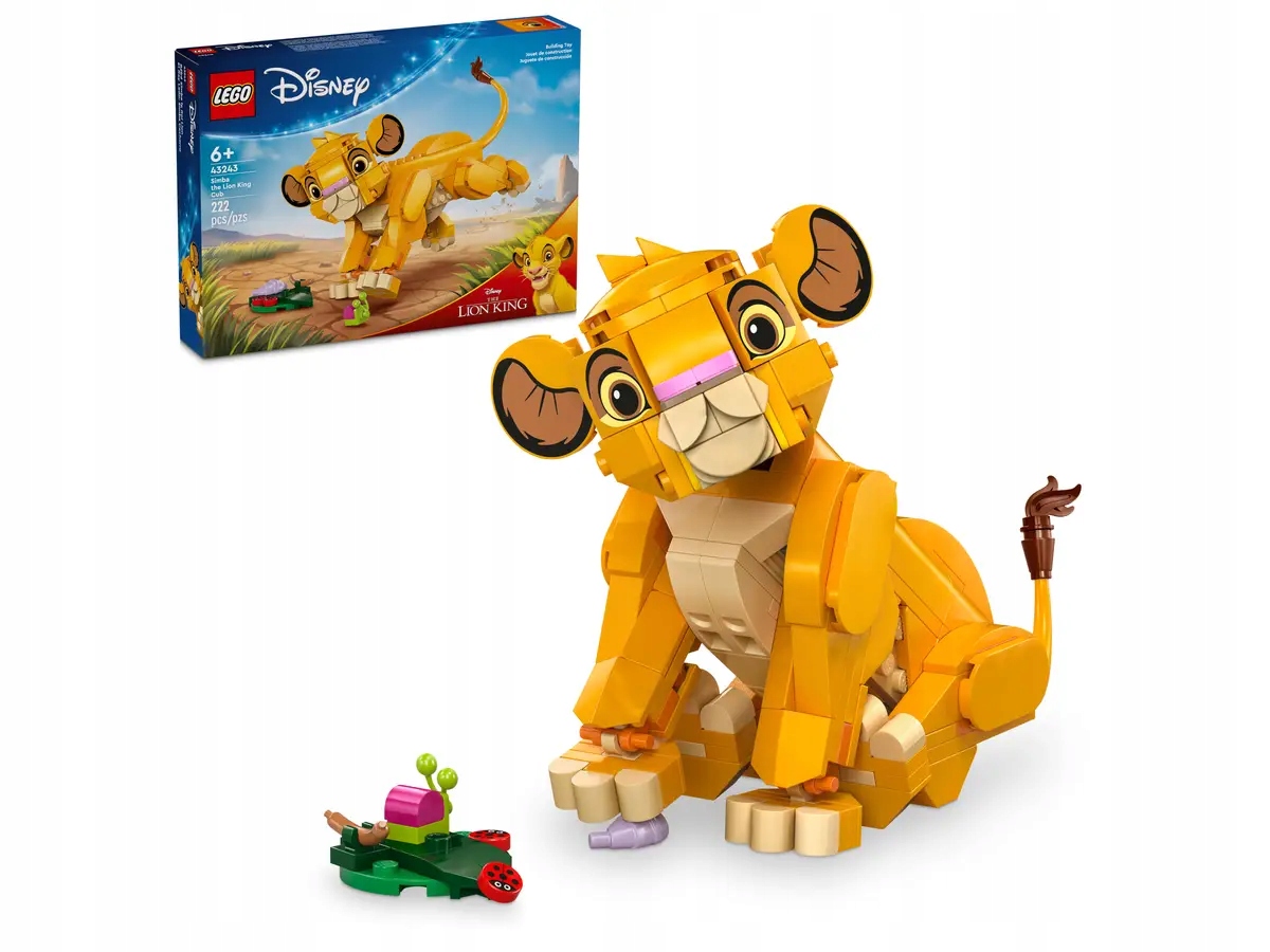 Lego Lví král lvíček Simba 43243 stavebnice Disney pohyblivá hlava, list hmyzu