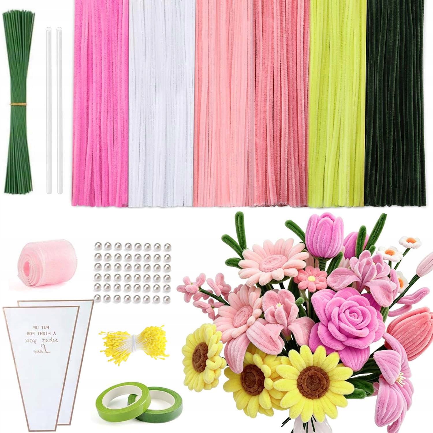 Ozdobné Drátky Kreativní Floristické Nadýchané Barevné Vytěráky 500 Ks