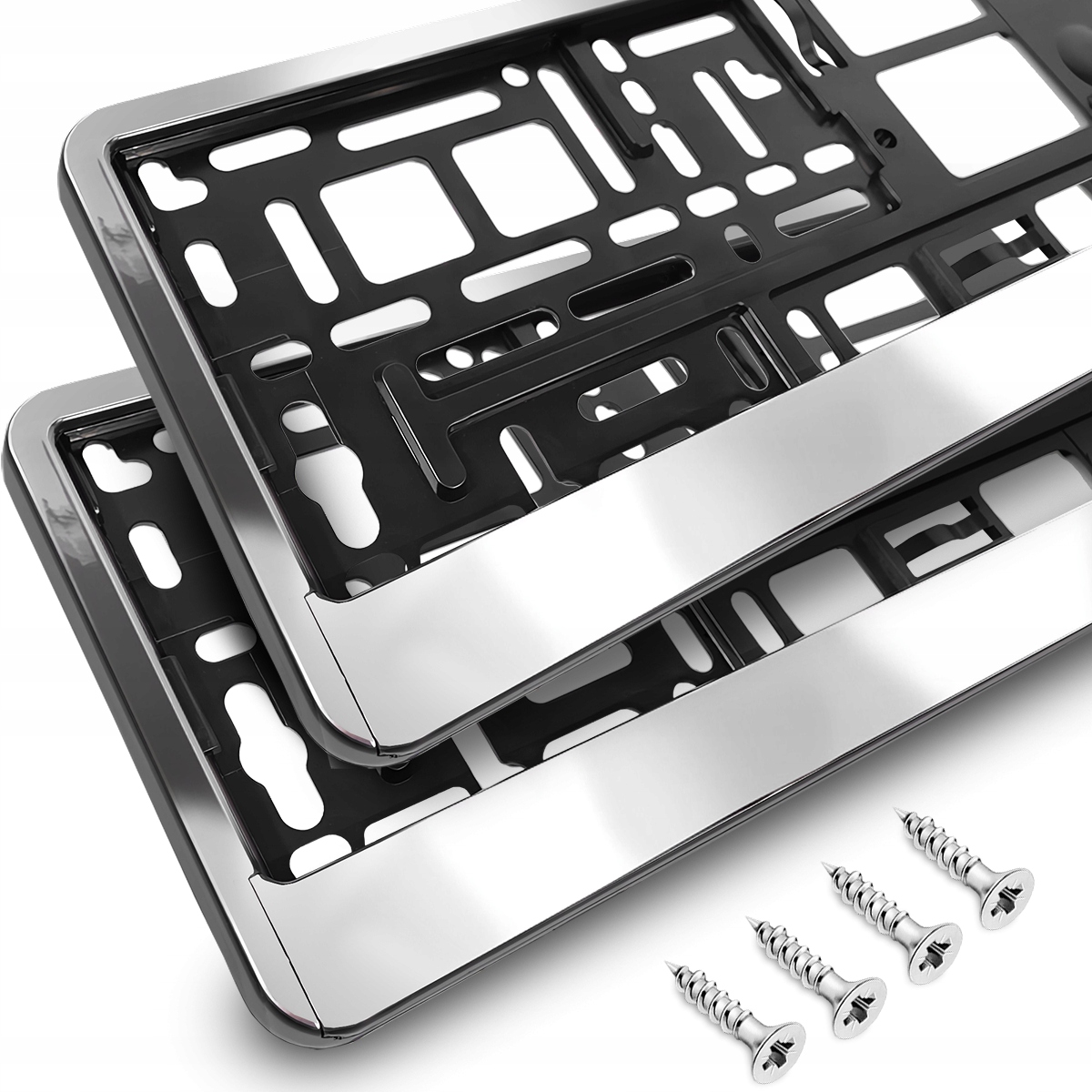 2x Ramka Pod Tablicę Rejestracyjną Foliowana Chrom Ramki Do Tablicy
