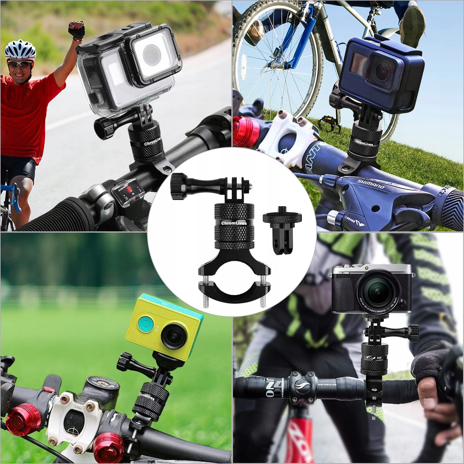 Uniwersalny uchwyt rowerowy do kamer GoPro Hero 360 stopni — miniatura 6