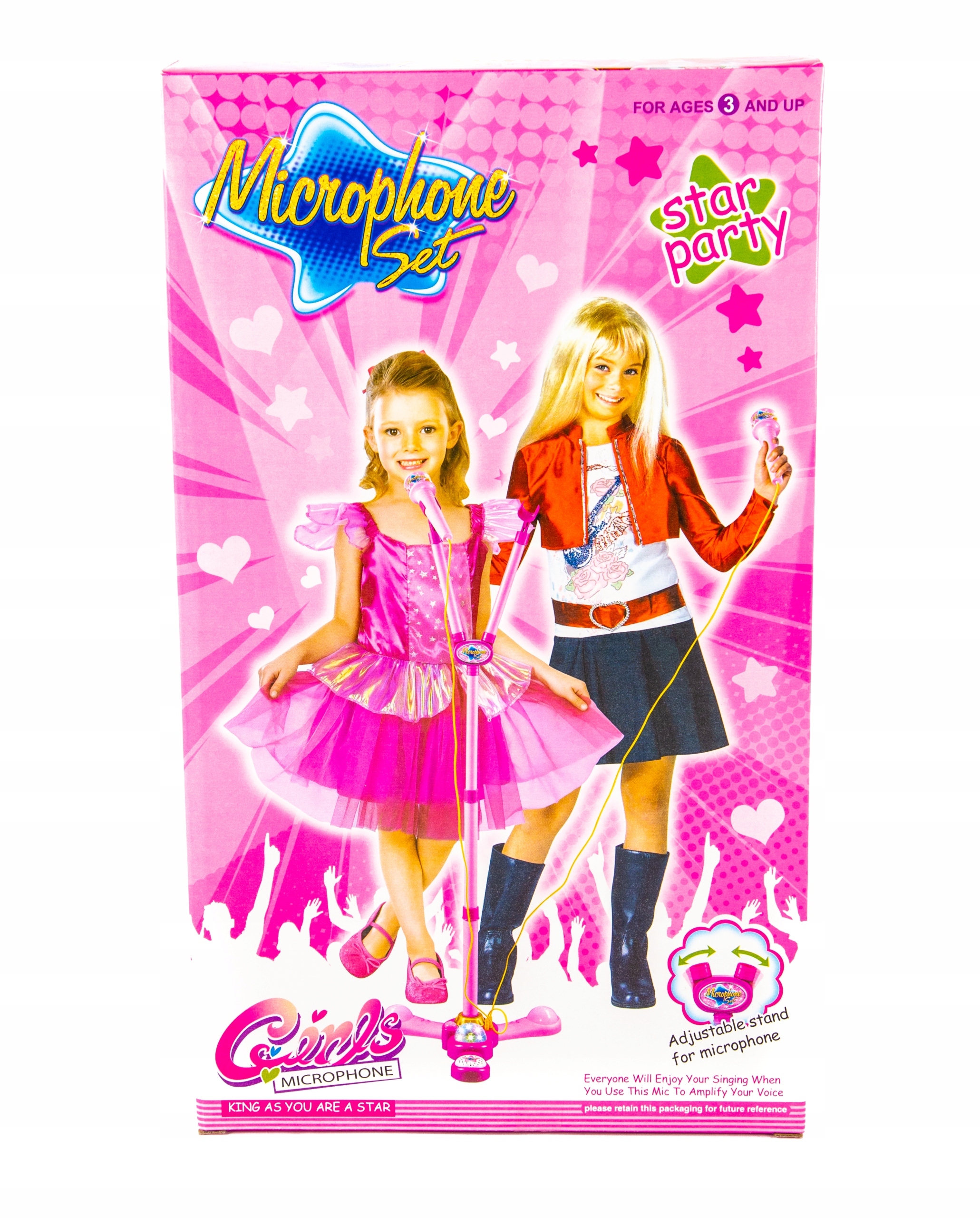 PODWÓJNY MIKROFON ZE STATYWEM RÓŻOWY ZESTAW Rodzaj mikrofon