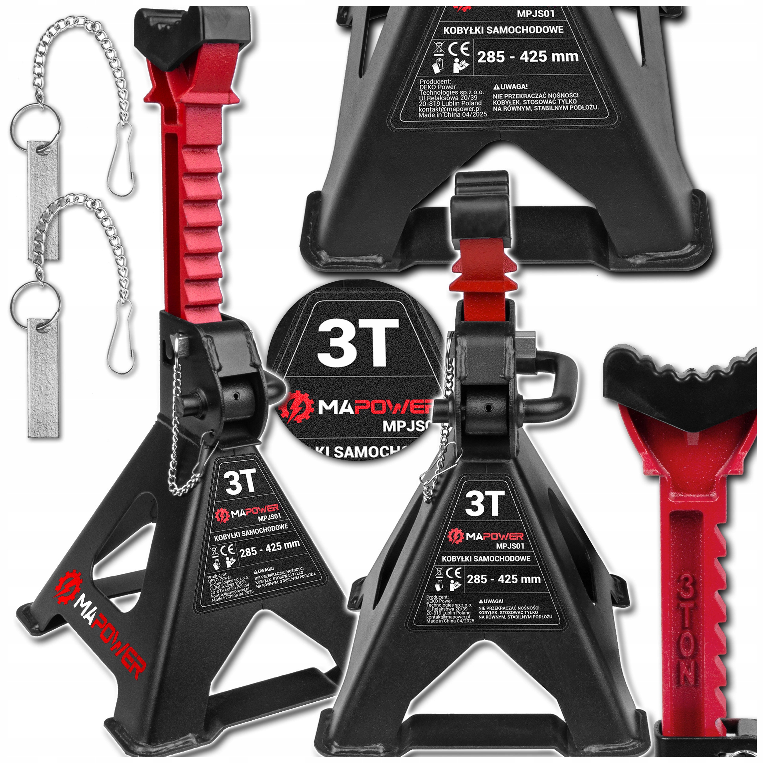 KOBYŁKI SAMOCHODOWE WARSZTATOWE PODPORY PODSTAWKI BLOKADA [3T] 2SZT MAPOWER