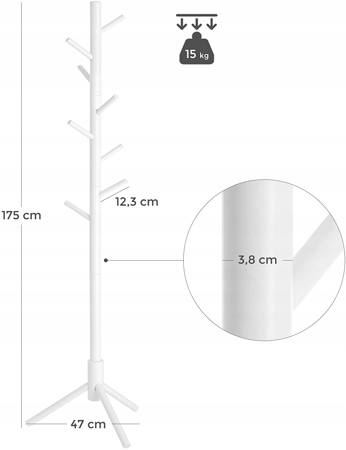 WIESZAK NA UBRANIA GARDEROBA LOFT BIAŁY 175 CM Stan opakowania oryginalne
