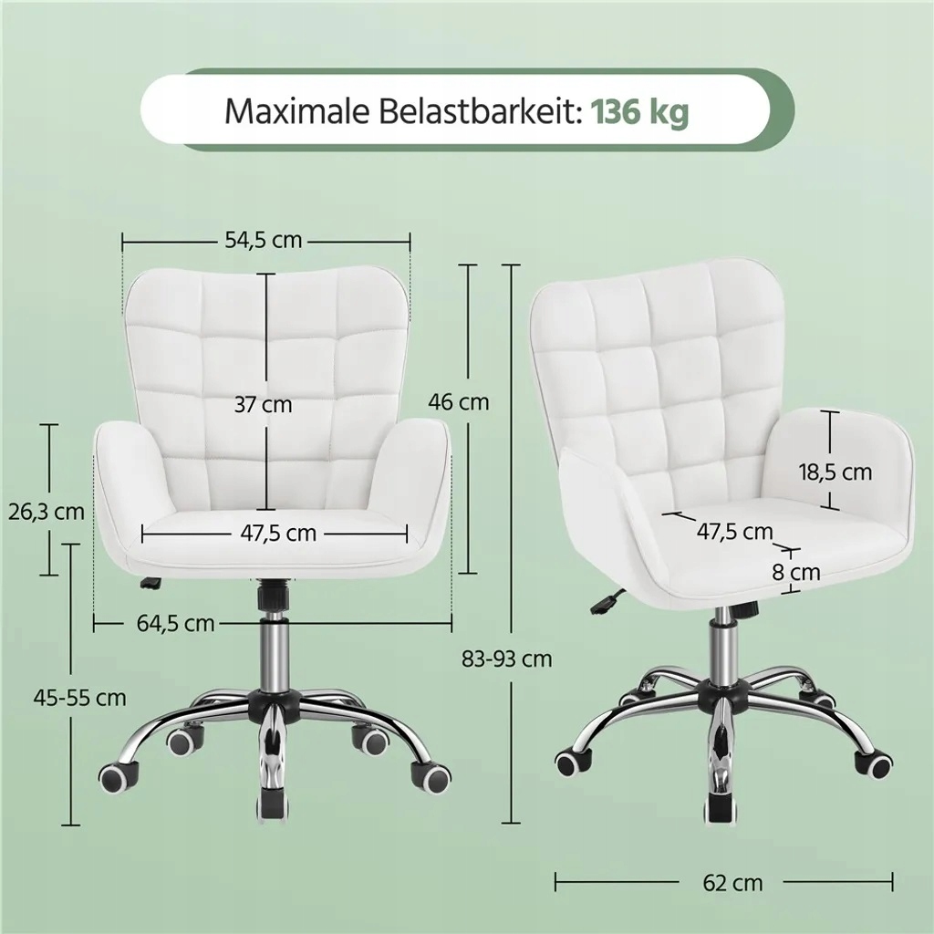 Krzesło biurowe Yaheetech, stołek krzesło tapicerowane sztuczna skóra Kolekcja FOTELE