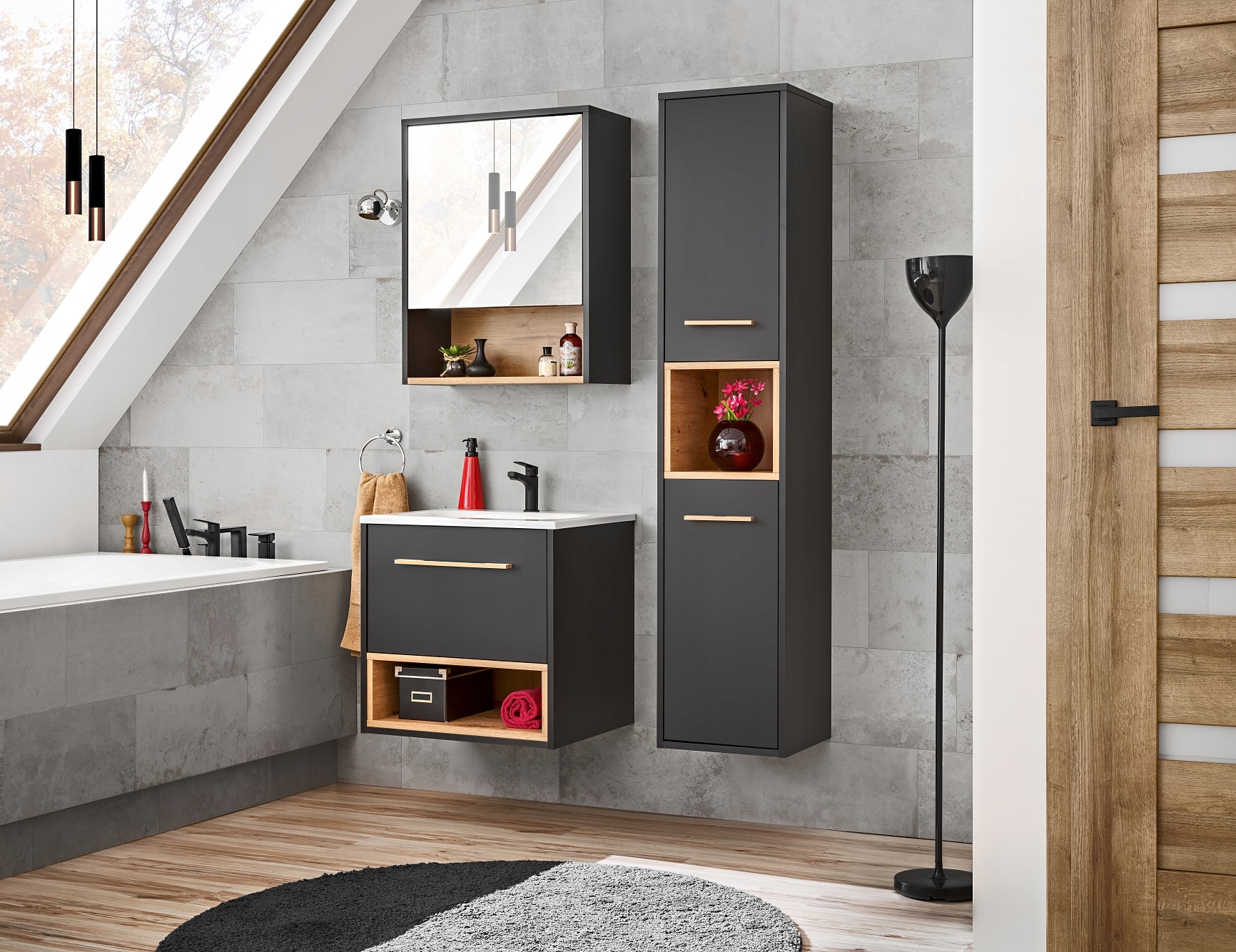 COMAD SZAFKA PODBLATOWA BORNEO 60x46 GRAFIT DĄB Głębokość mebla 46 cm