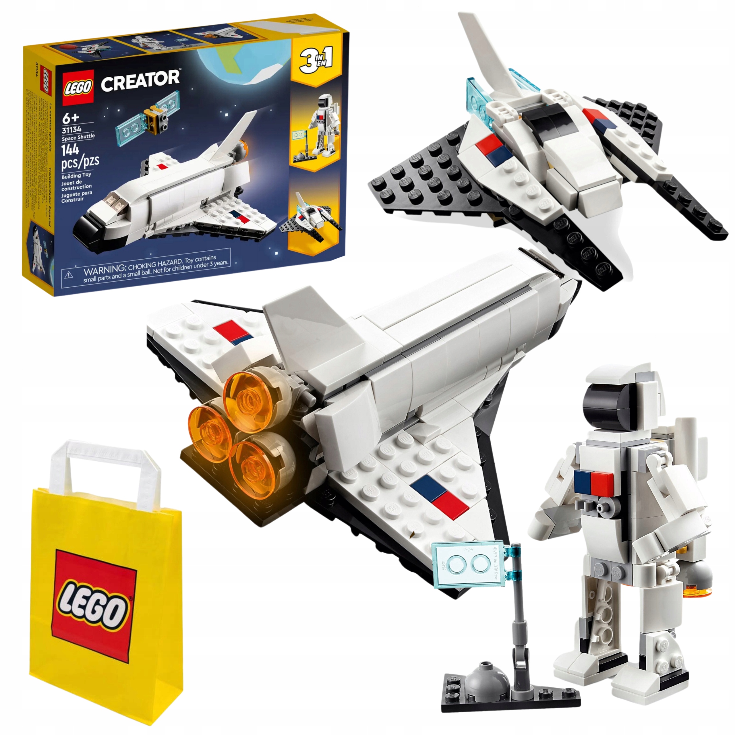 LEGO CREATOR STATEK KOSMICZNY KOSMOS ASTRONAUTA SAMOLOT ZESTAW 3W1