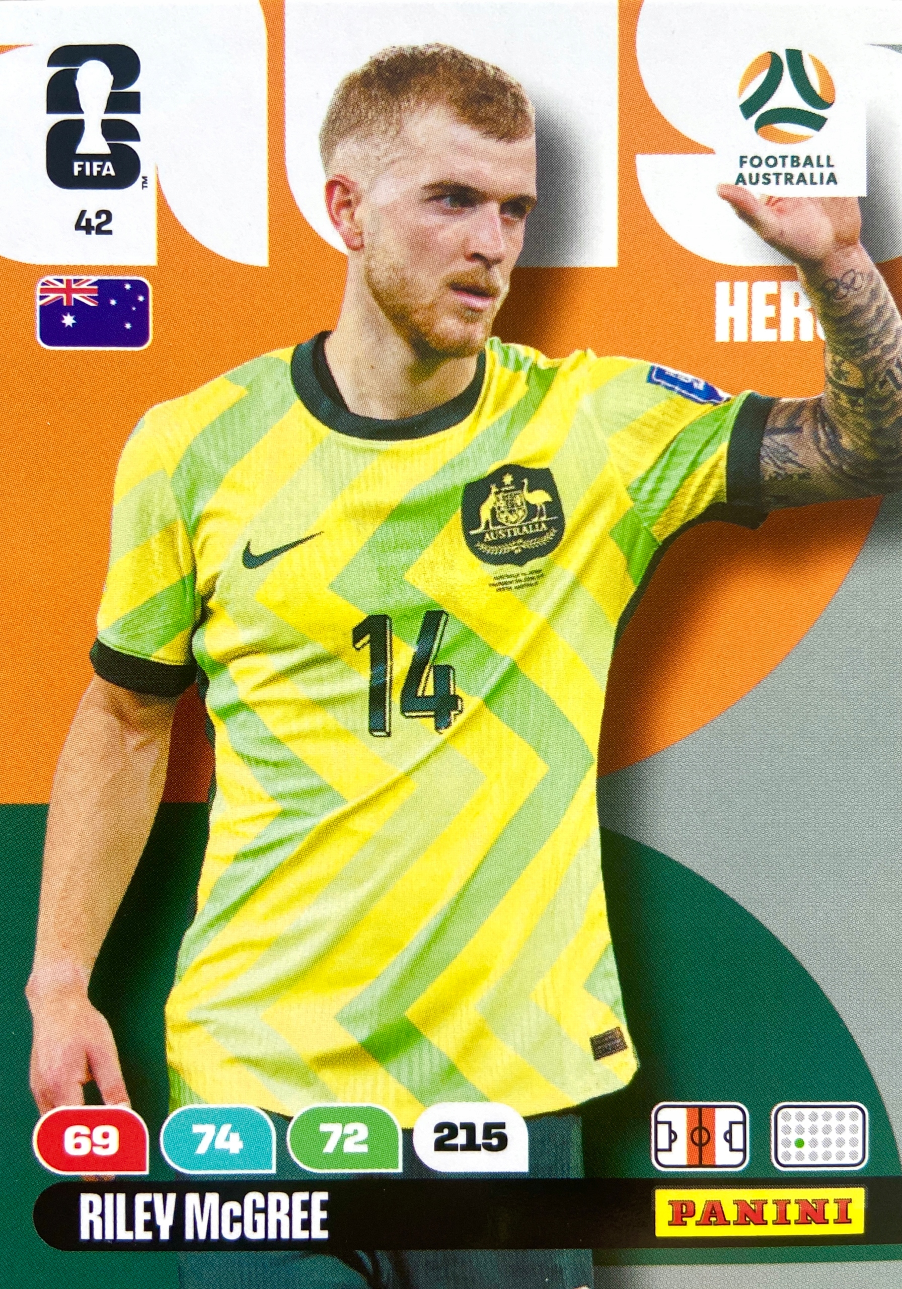 Panini Fifa World Cup 2026 karta piłkarska Hero 42 Riley Mcgree Australia
