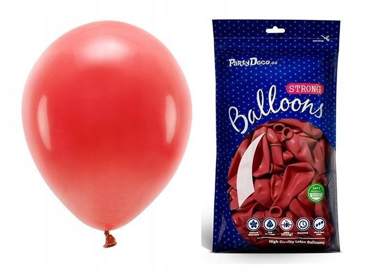 

Czerwone balony pastelowe 30cm urodziny 50 sztuk