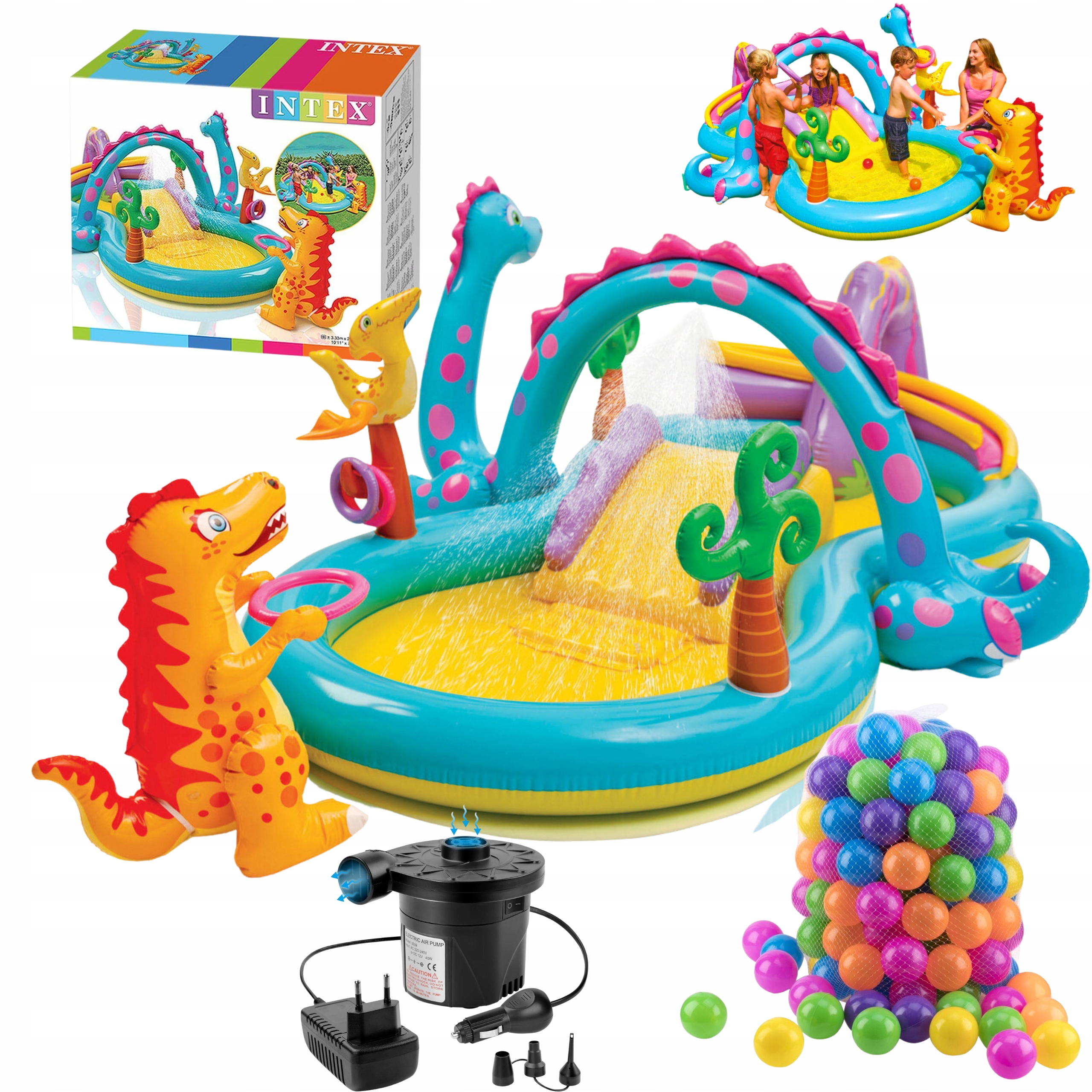 Bazen Nafukovateľná Hracia Súprava Pre Deti 333x229x112 cm PUMPIČKA+100x Lopty Sada