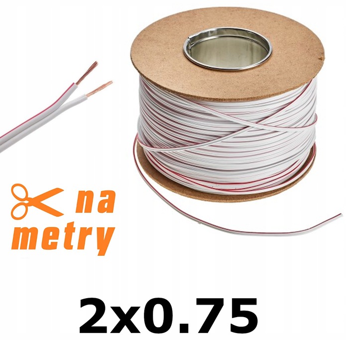 

Przewód Kabel do Led 2 żyłowy 1mb 2x0,75 Biały