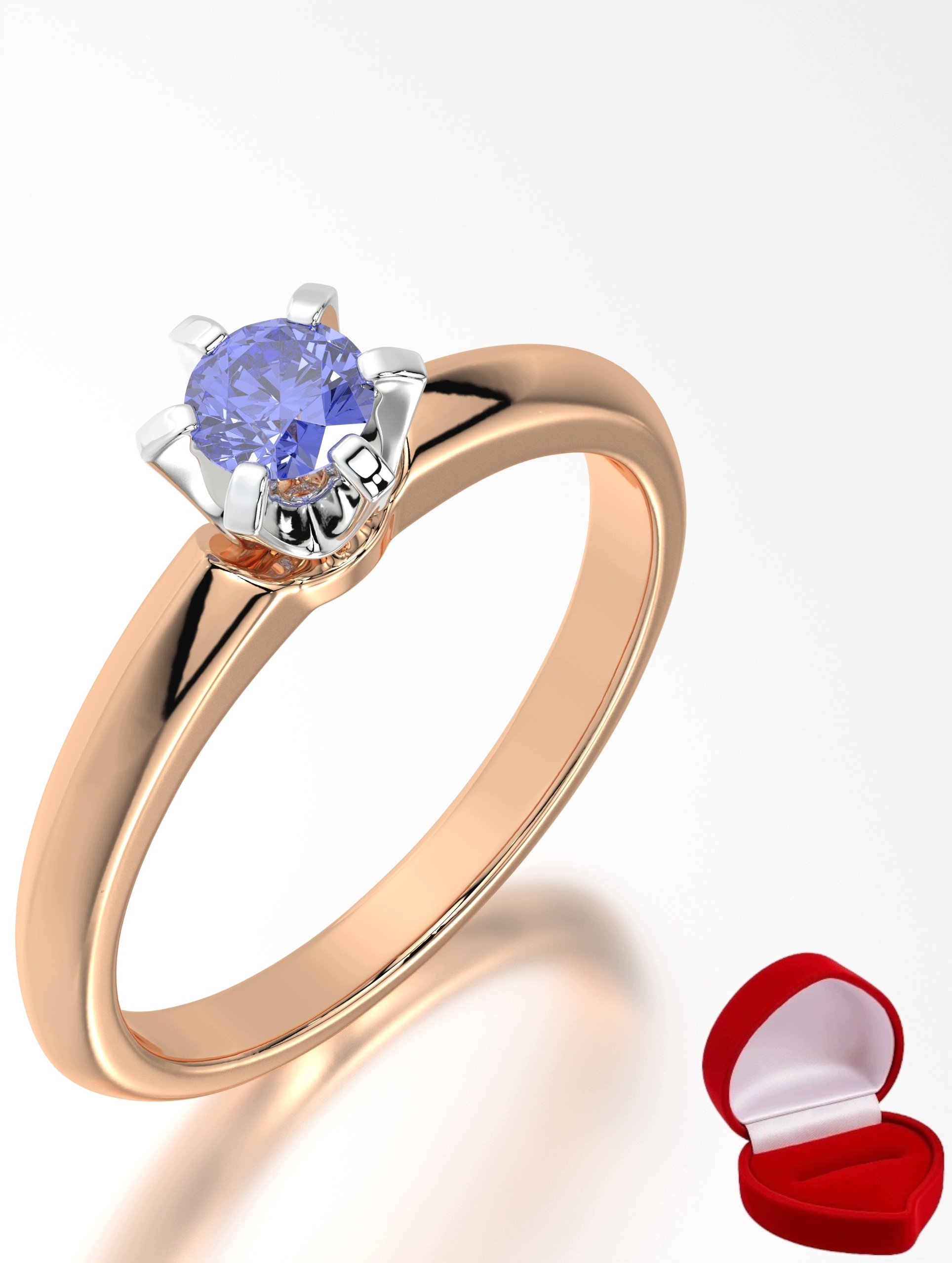 Zlatý Prstýnek Tanzanit 585 14k 0,19 ct Růžové Zlato R8