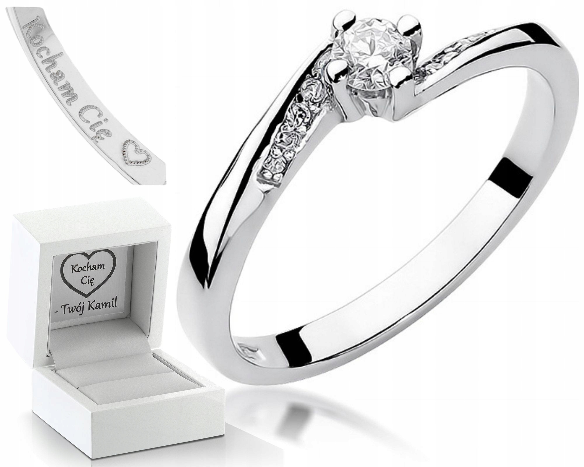 Prstýnek S Brilianty 0,19 Ct Bílé Zlato 0,585 Zásnubní Pro Ženu