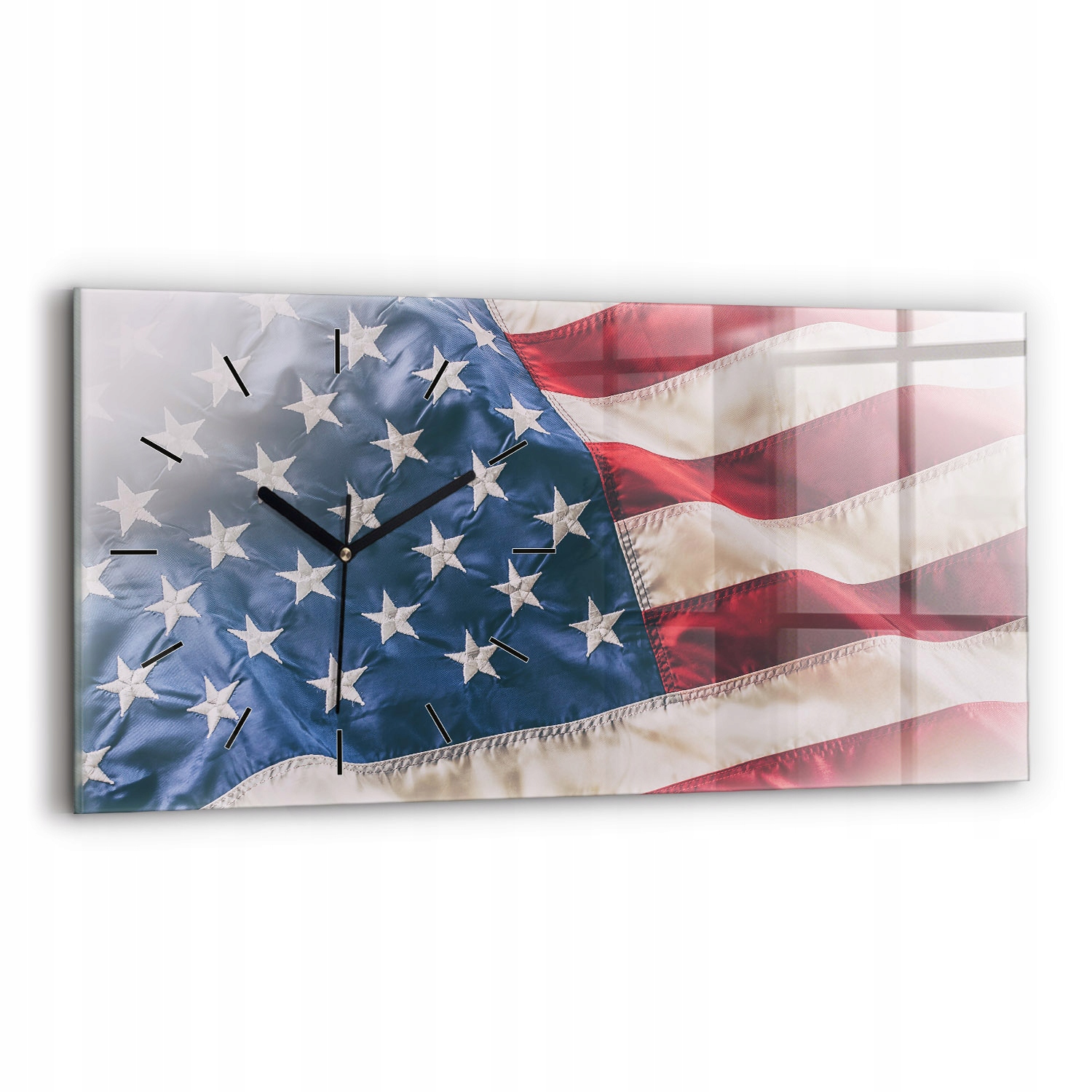 Elegantní skleněné hodiny do obývacího pokoje kuchyně 60x30 cm Americká vlajka