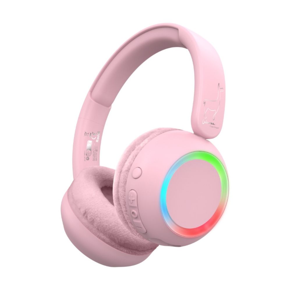 Bezdrátová sluchátka Lalarma s podsvícením – růžová, nabíjení přes Usb-c