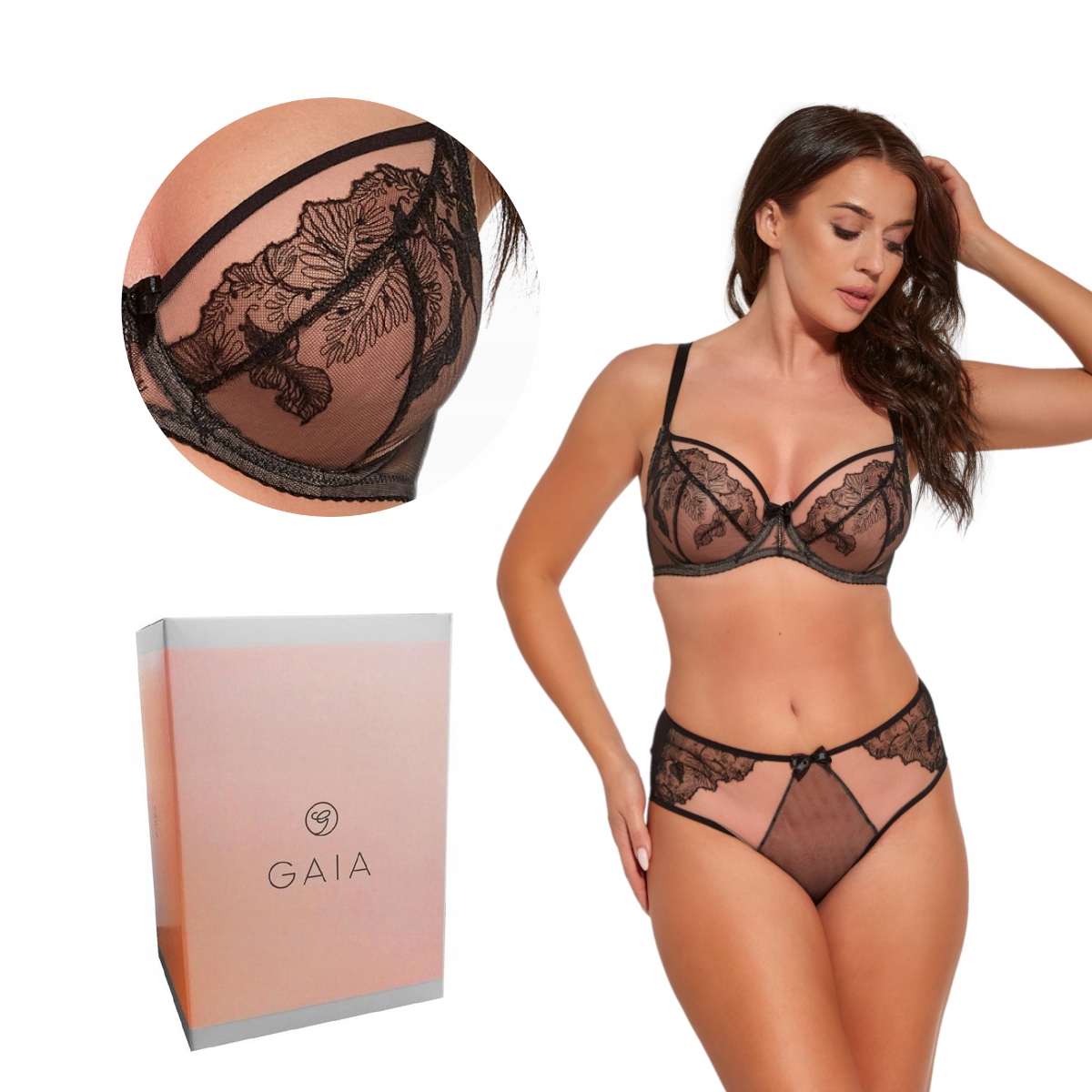 Podprsenka s výšivkou Soft Flora 1255 měkká černá 65J