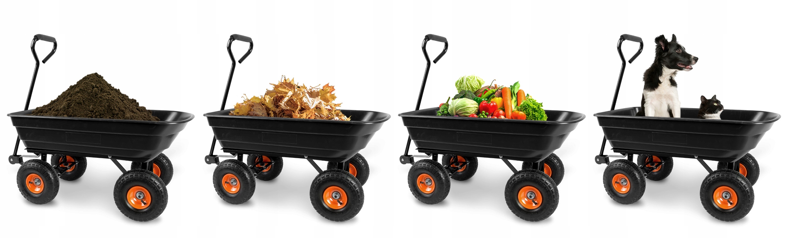 WÓZEK OGRODOWY Z WYWROTKĄ WYWROTKA TACZKA 75L Humberg 300 KG CZARNY Materiał stal lakierowana proszkowo