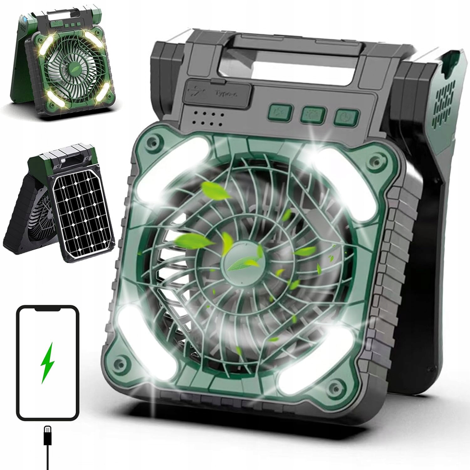 Solární Led Kempingový Ventilátor, Přenosný Akumulátorový Ventilátor