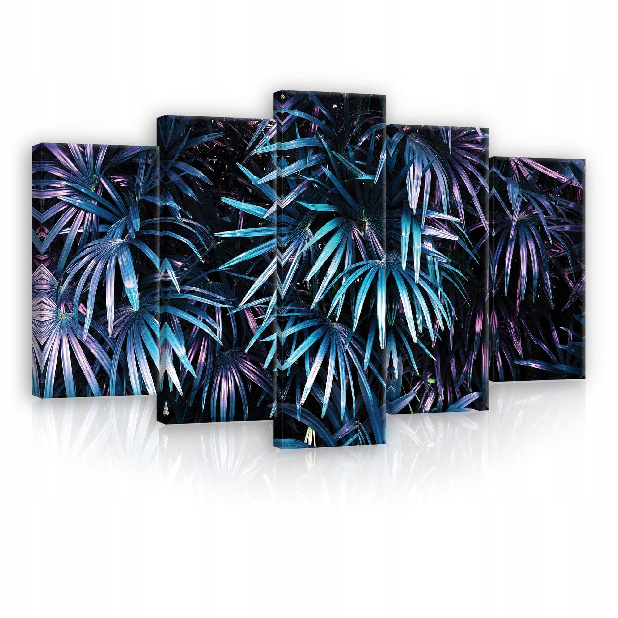 Obraz 100x60 Exotické palmové listy neon tropy noc záře modrá