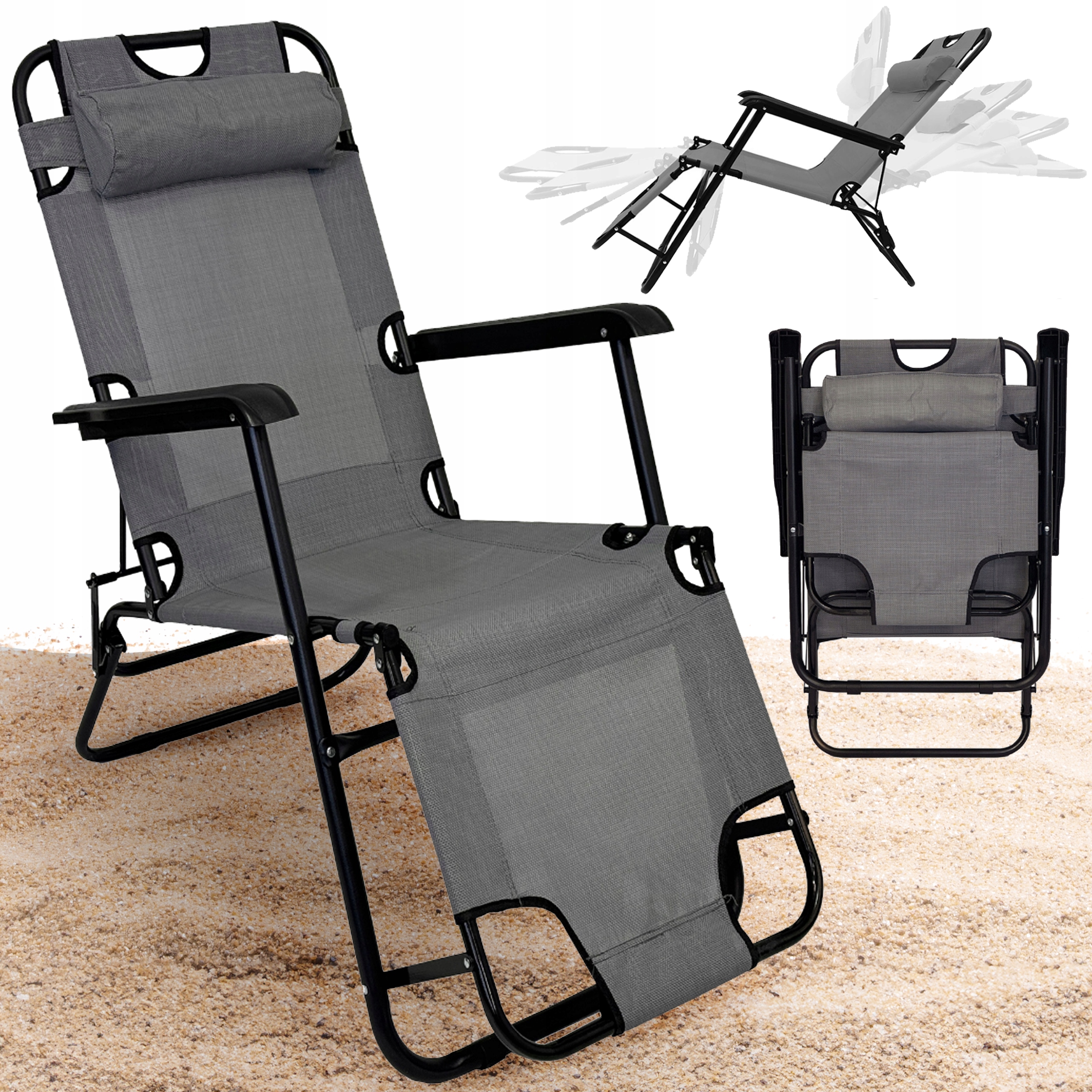 РАСКЛАДНОЙ ШЕЗЛОНГ ТУРИСТИЧЕСКАЯ РАСКЛАДНАЯ КРОВАТЬ RIVIERA II СВЕТЛО-СЕРЫЙ