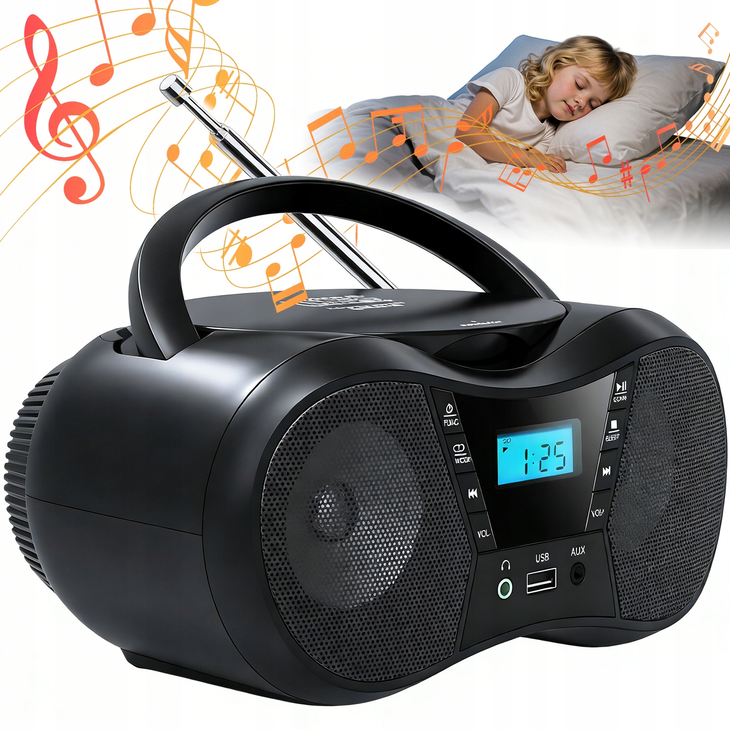 Bluetooth CD Přehrávač 5.1 Fm Rádio Usb Aux MP3 LCD Přenosný Stereo